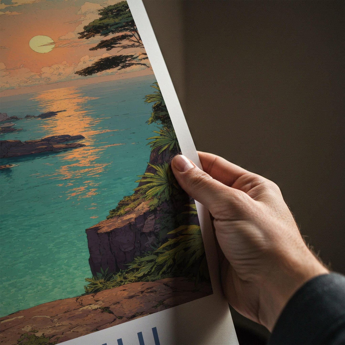 Qingshui Poster - Taiwan Travel Art - Tropical Cliffside Sunset Home Decor