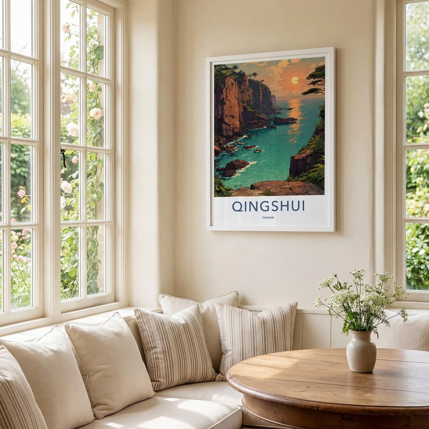 Qingshui Poster - Taiwan Travel Art - Tropical Cliffside Sunset Home Decor
