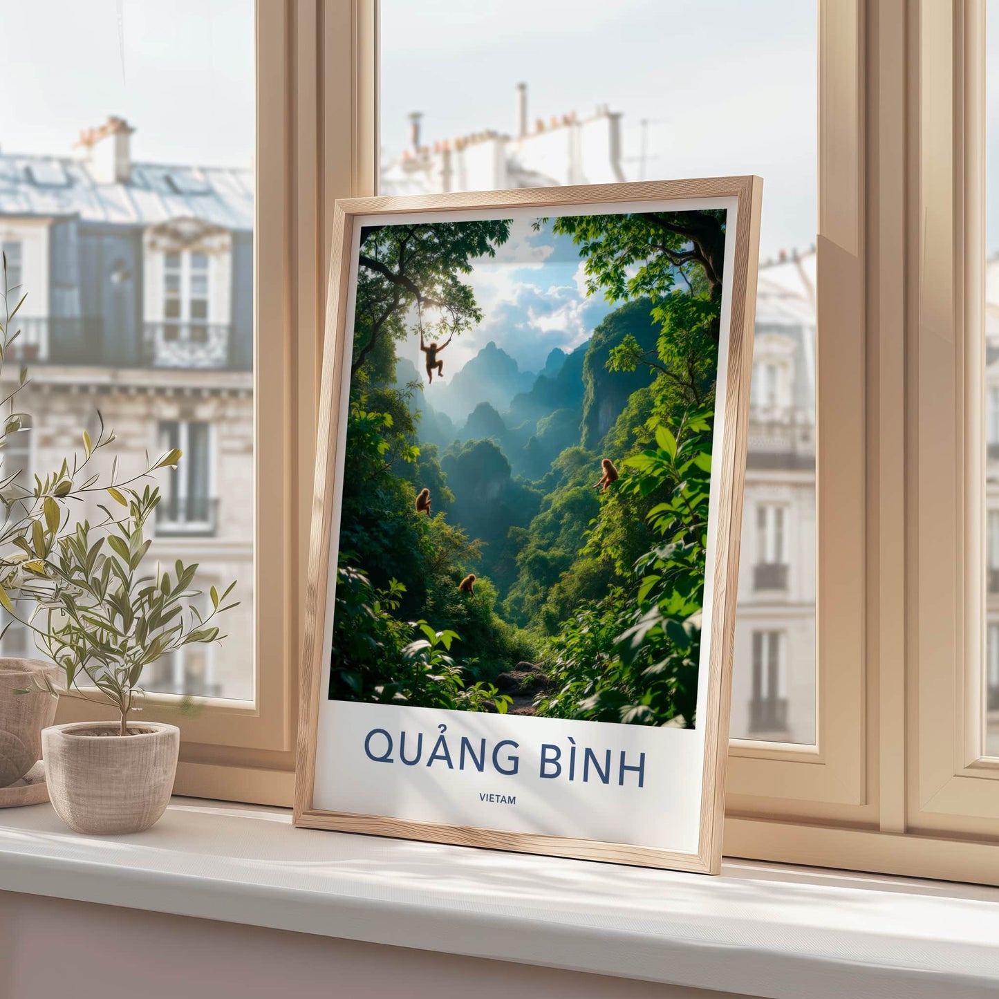 Quang Binh Poster - Vietnam Travel Art - Jungle Monkeys Swing Home Decor
