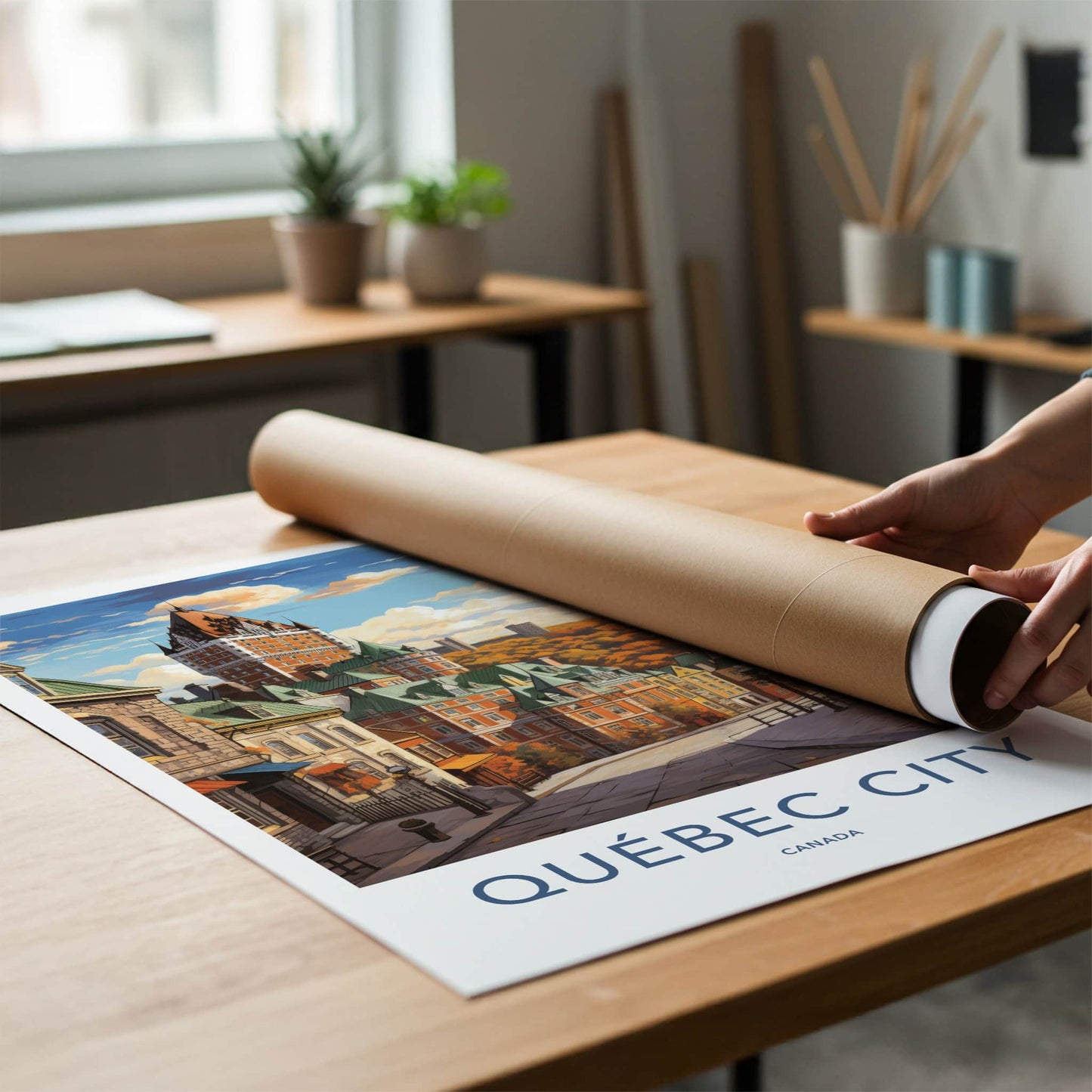 Quebec City Poster - Canada Travel Art - Autumn Cityscape Street Home Decor