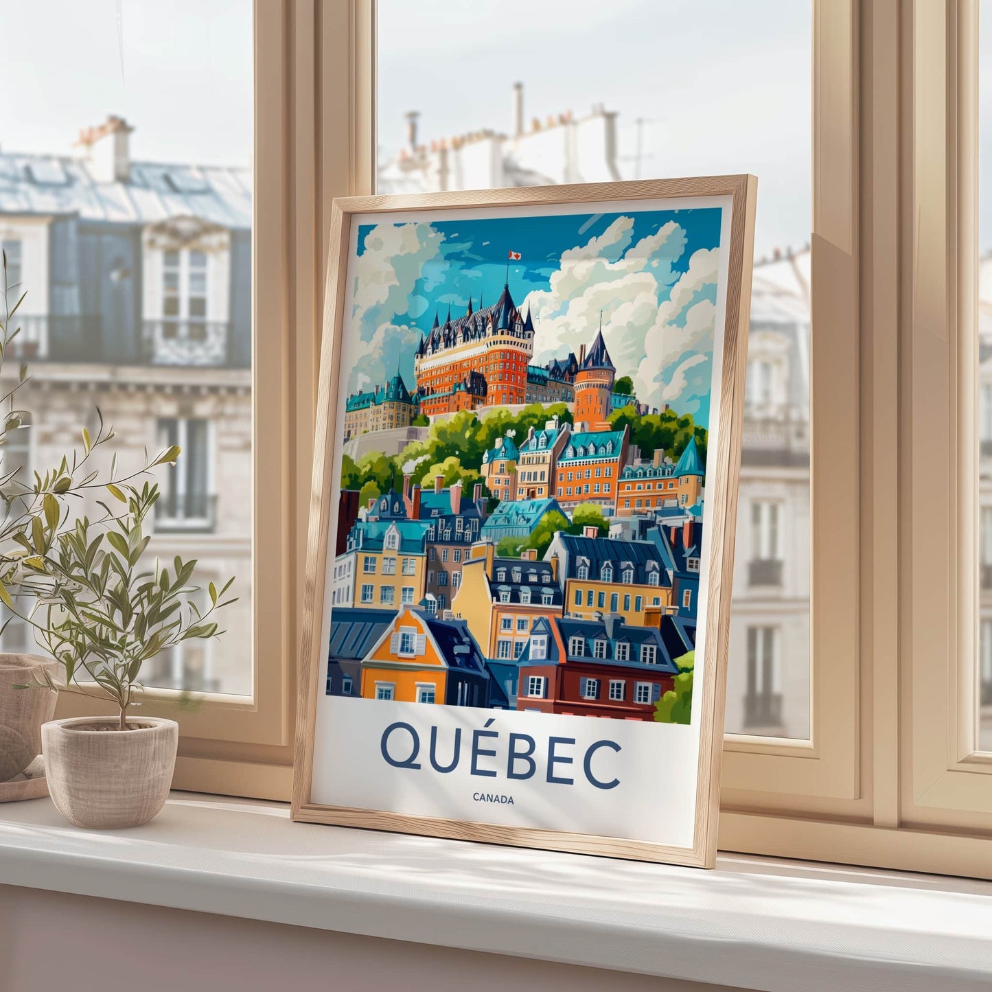 Quebec City Poster - Canada Travel Art - Vibrant Historic City Home Decor