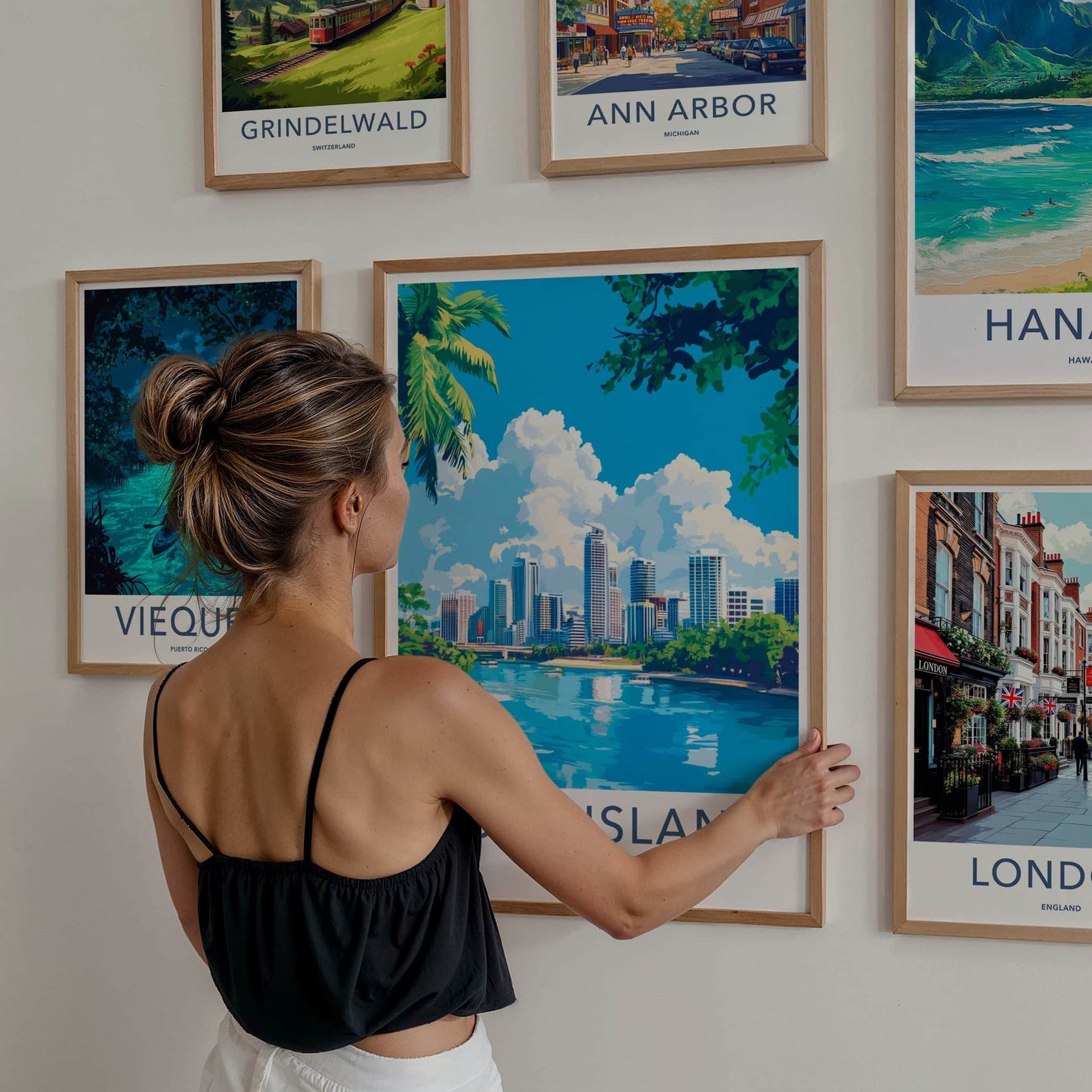 Queensland Poster - Australia Travel Art - Tropical City Skyline Home Decor