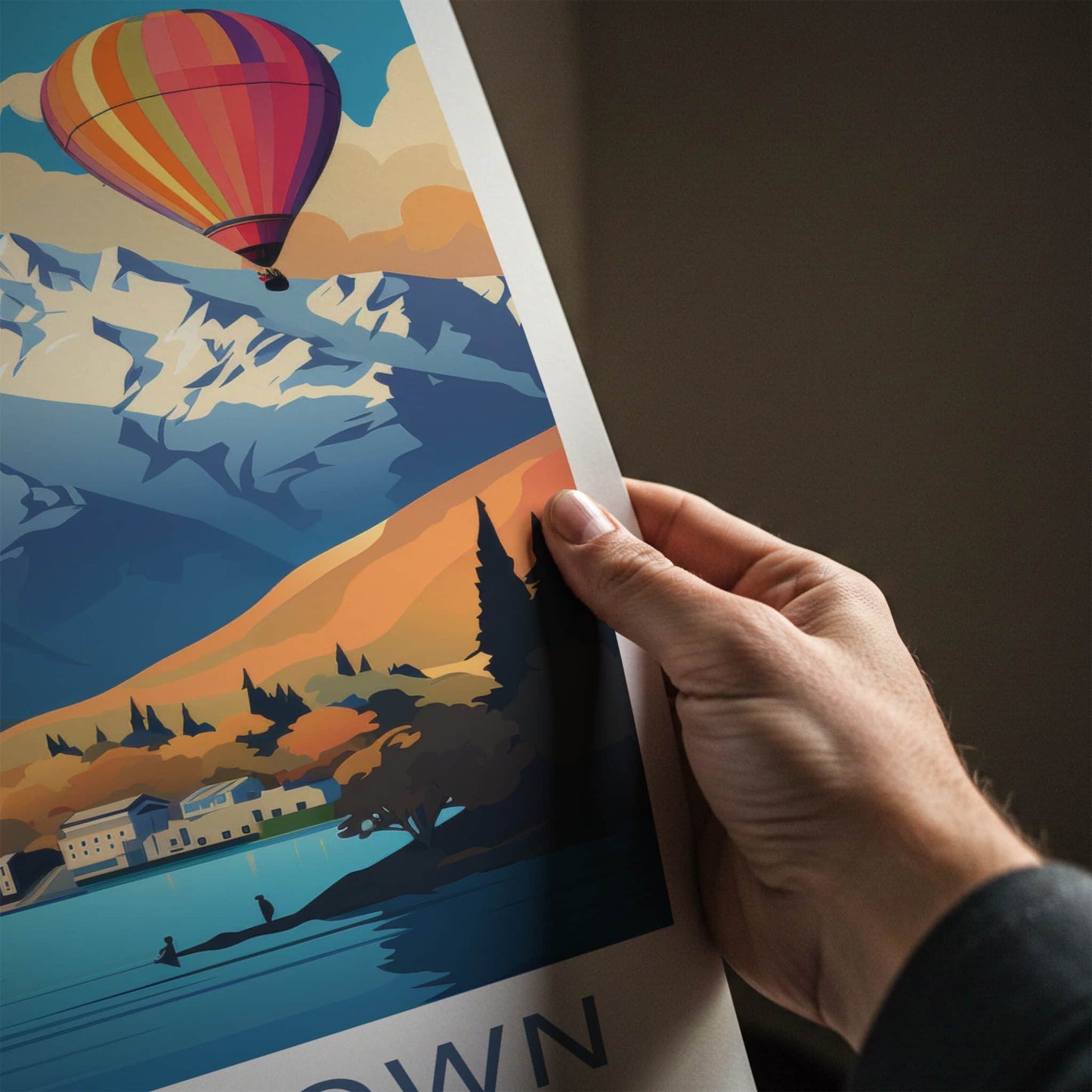 Queenstown Poster - New Zealand Travel Art - Alpine Lake Balloons Home Decor