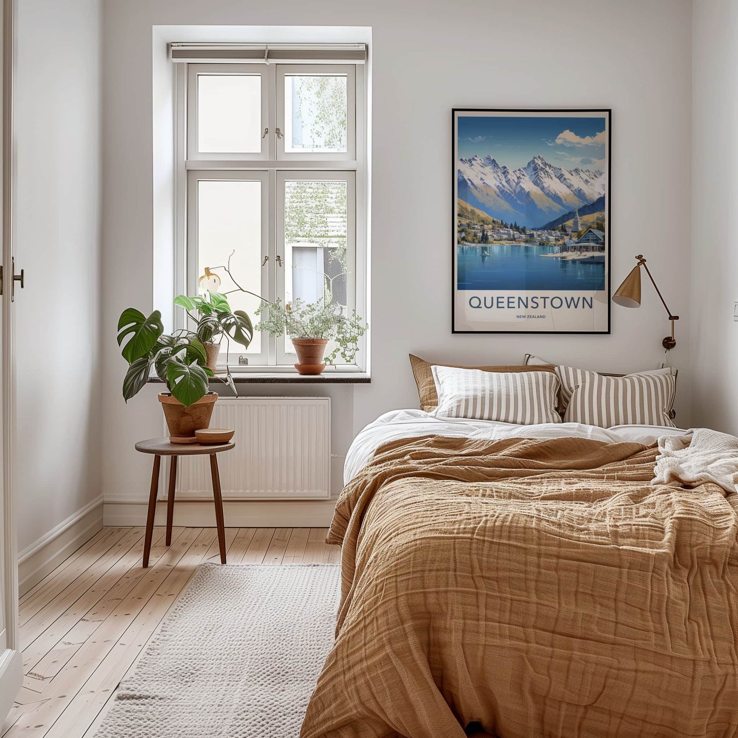 Queenstown Poster - New Zealand Travel Art - Idyllic Mountain Lakeside Home Decor