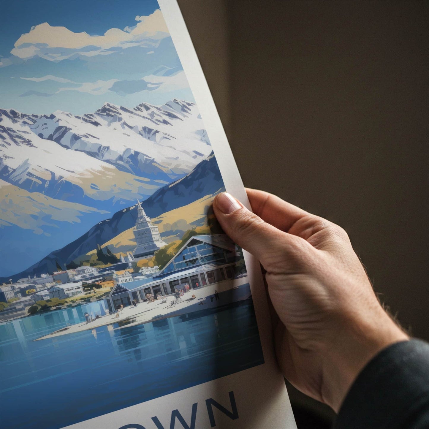 Queenstown Poster - New Zealand Travel Art - Idyllic Mountain Lakeside Home Decor