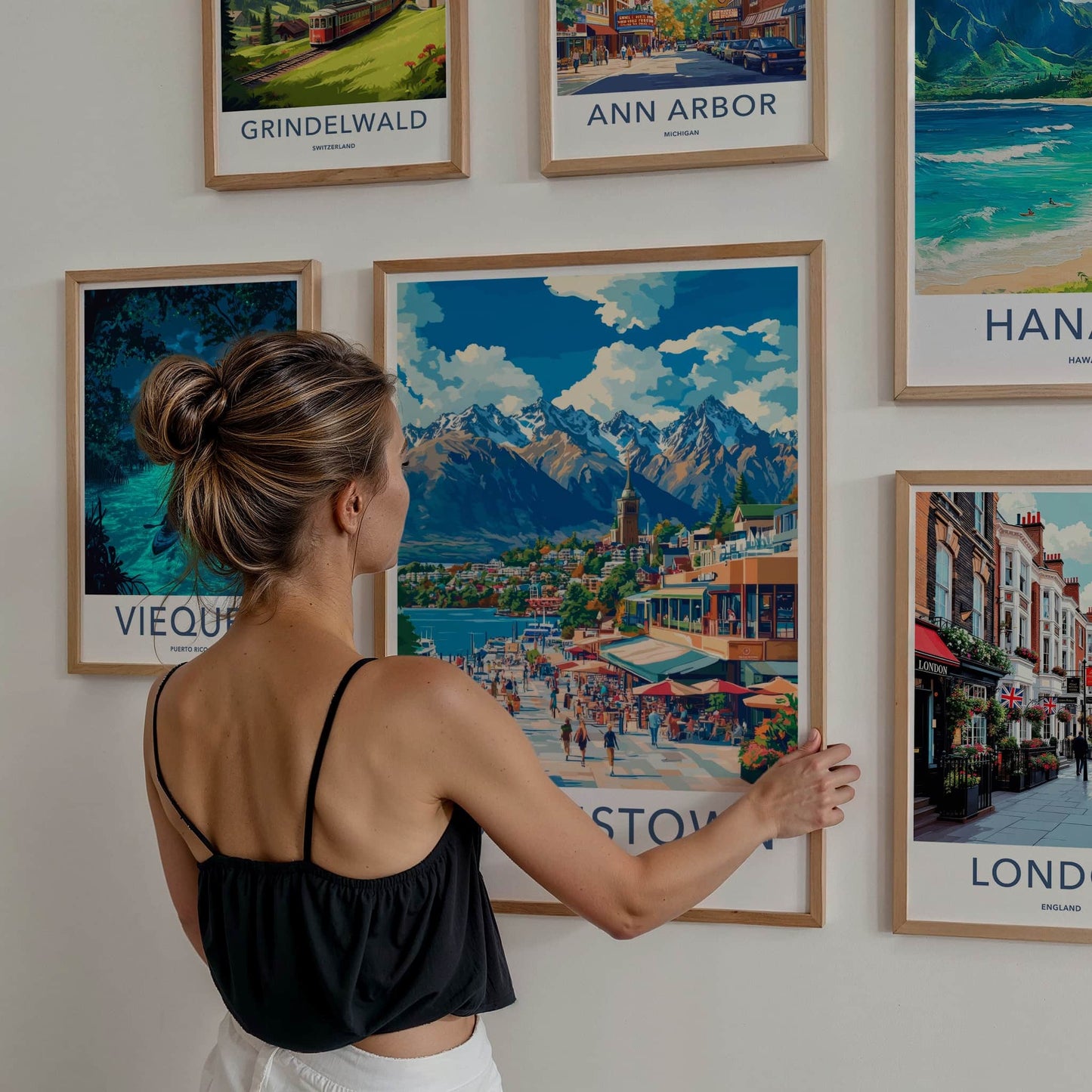 Queenstown Poster - New Zealand Travel Art - Vibrant Lakeside Town Home Decor