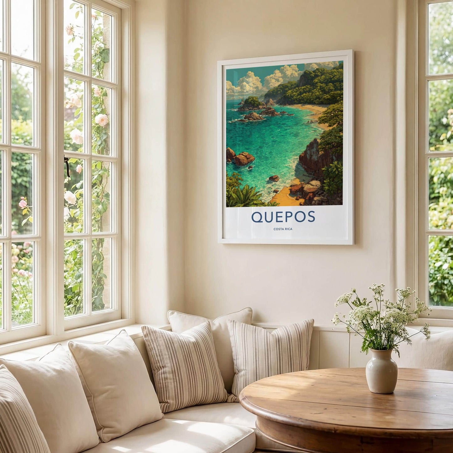 Quepos Poster - Costa Rica Framed Print - Lush Coastal Cove Home Decor