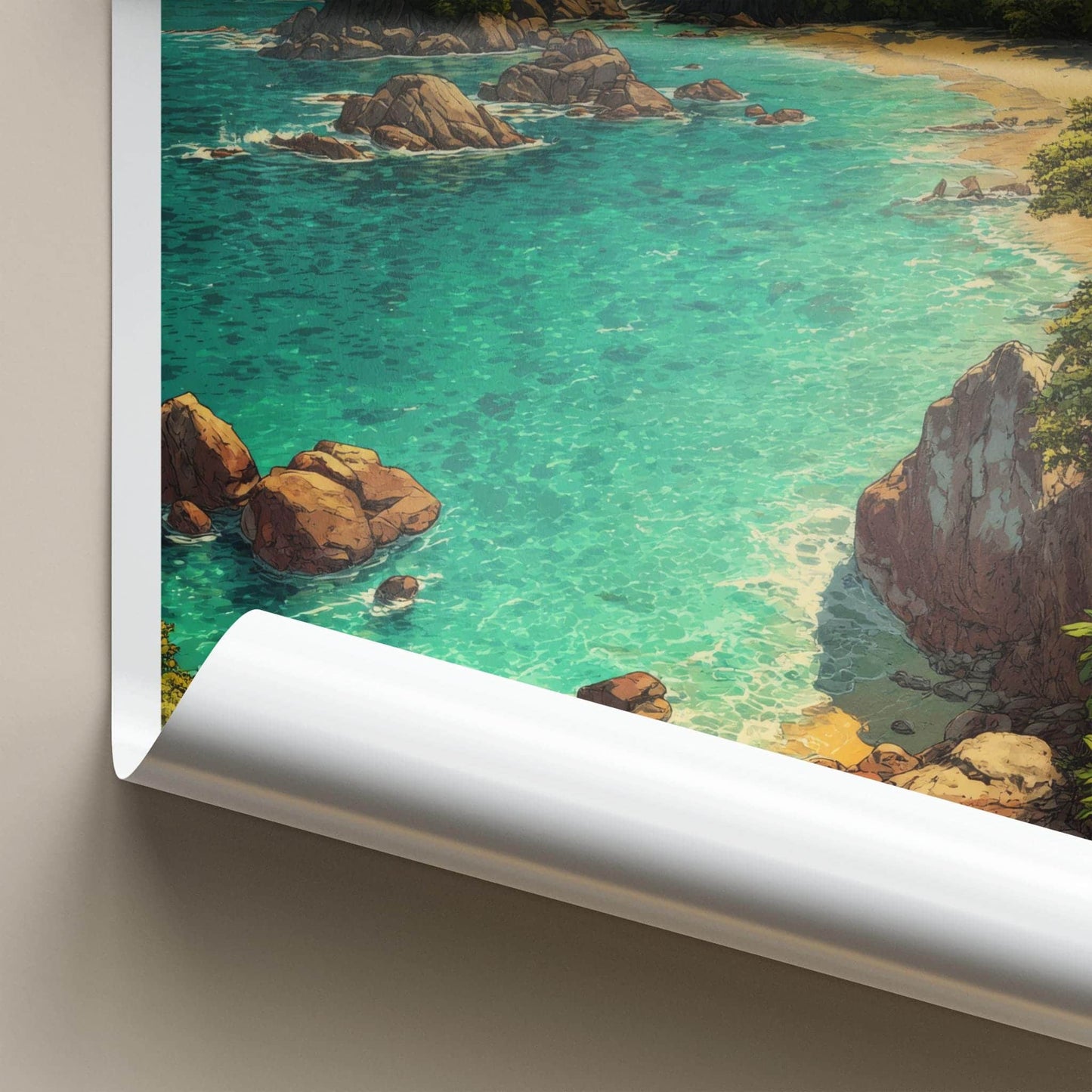 Quepos Poster - Costa Rica Framed Print - Lush Coastal Cove Home Decor