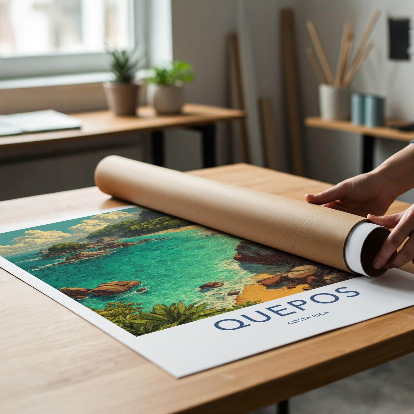 Quepos Poster - Costa Rica Framed Print - Lush Coastal Cove Home Decor