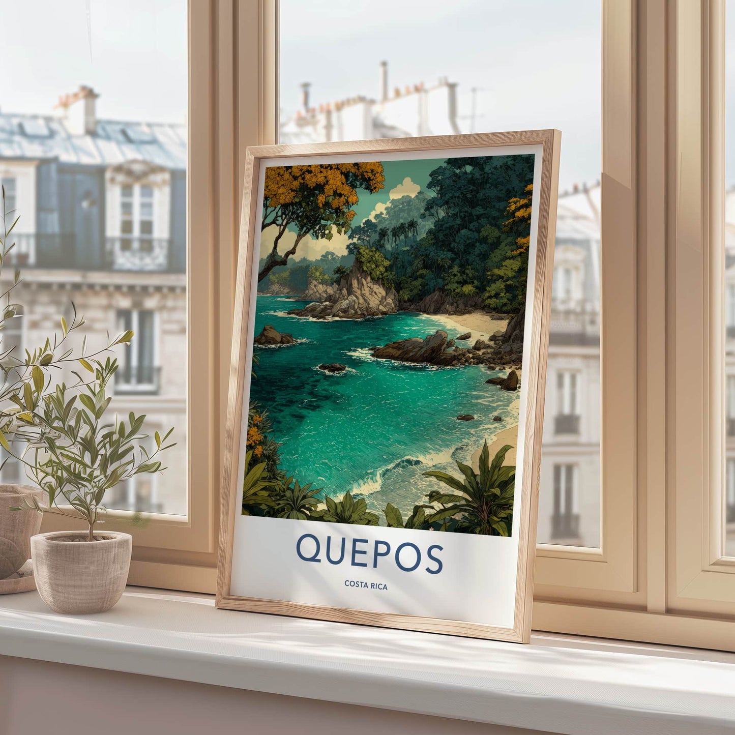 Quepos Poster - Costa Rica Travel Art - Coastal Rocky Jungle Gallery Art