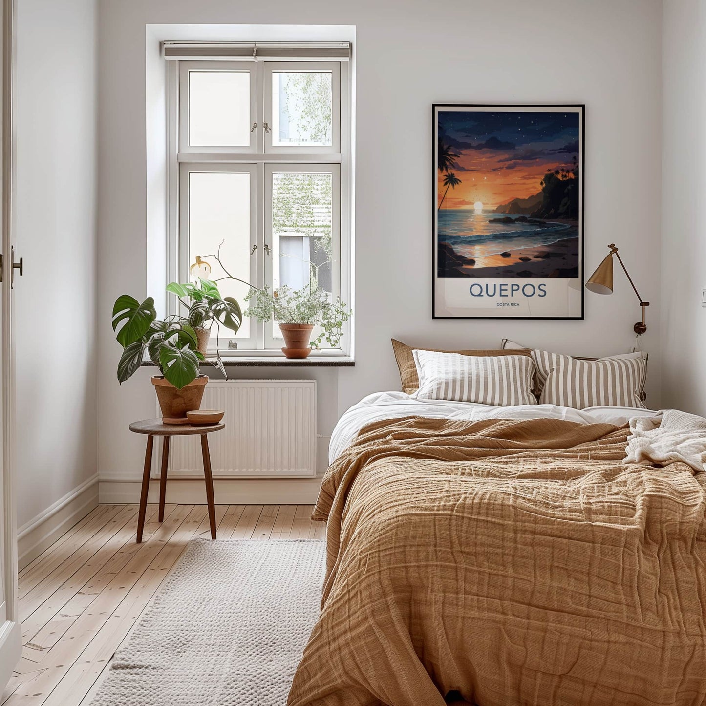 Quepos Poster - Costa Rica Travel Art - Ocean Sunset Palms Home Decor