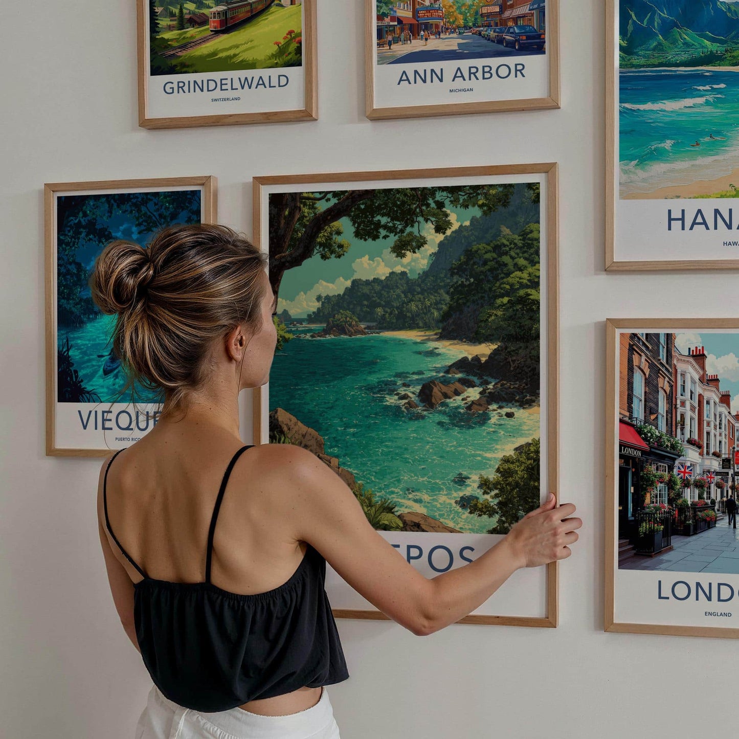Quepos Poster - Costa Rica Travel Art - Tropical Beach Cove Home Decor