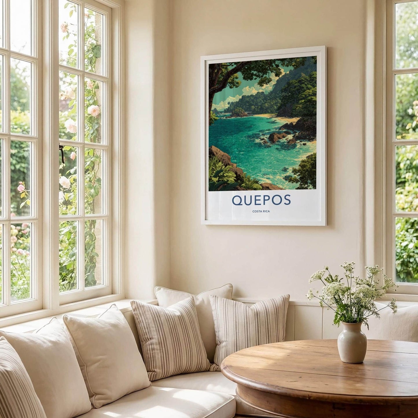 Quepos Poster - Costa Rica Travel Art - Tropical Beach Cove Home Decor