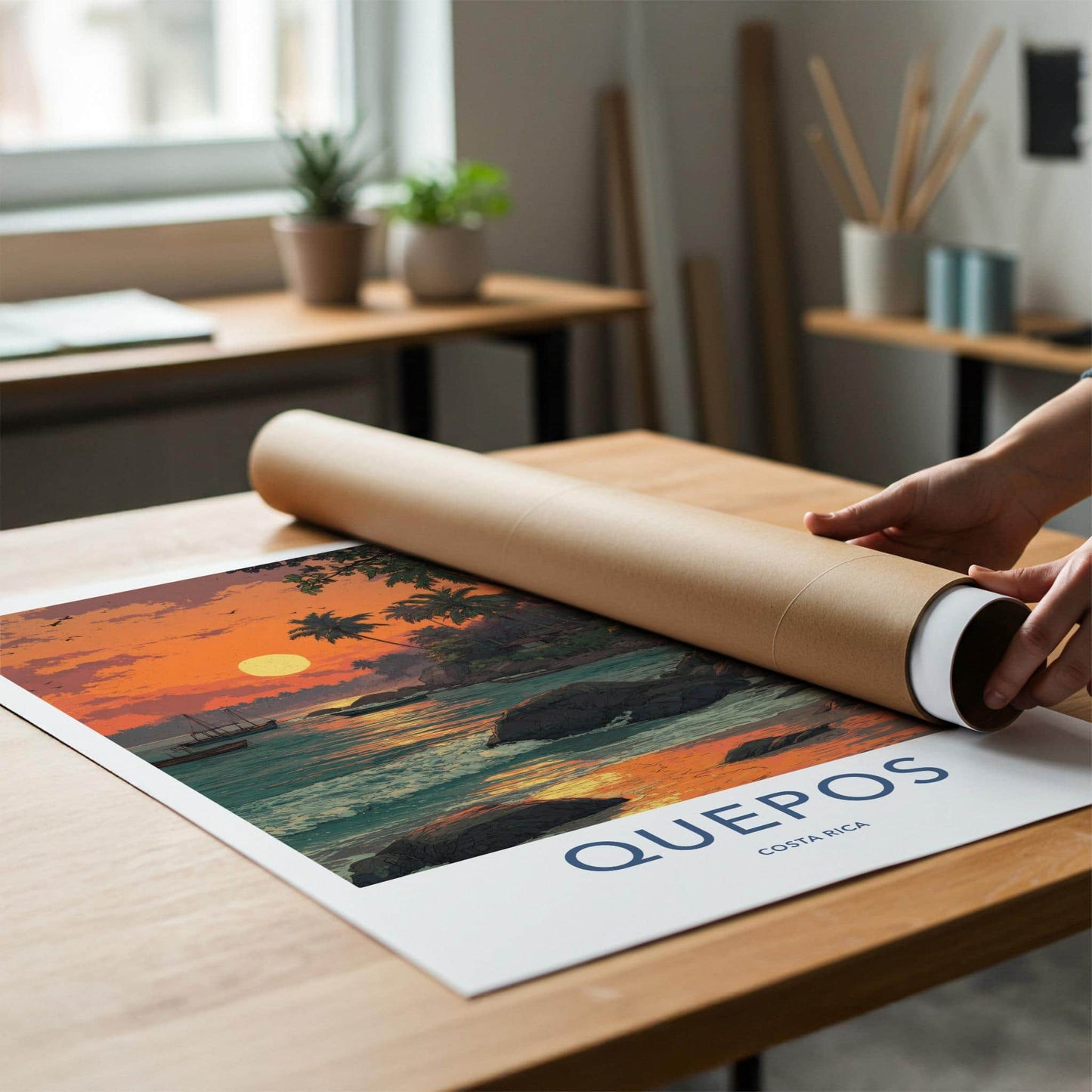 Quepos Poster - Costa Rica Travel Print - Vibrant Tropical Sunset Home Decor