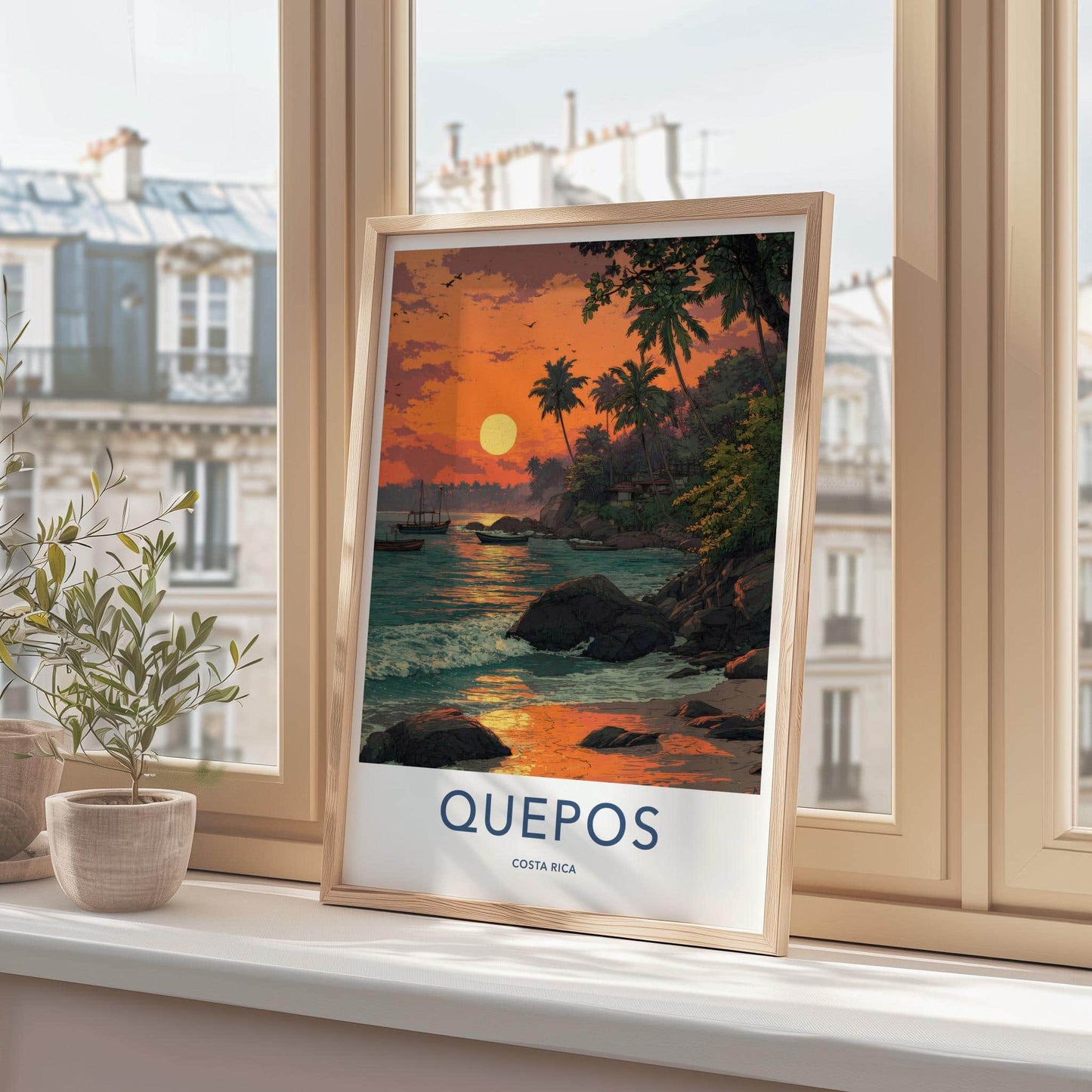 Quepos Poster - Costa Rica Travel Print - Vibrant Tropical Sunset Home Decor