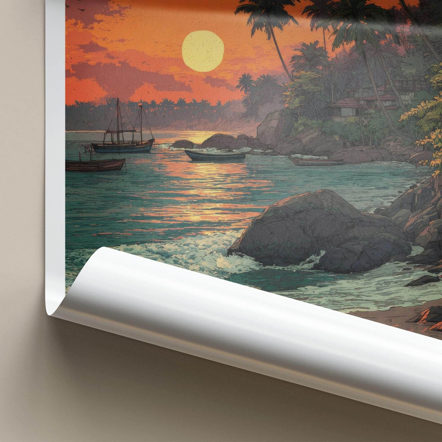 Quepos Poster - Costa Rica Travel Print - Vibrant Tropical Sunset Home Decor