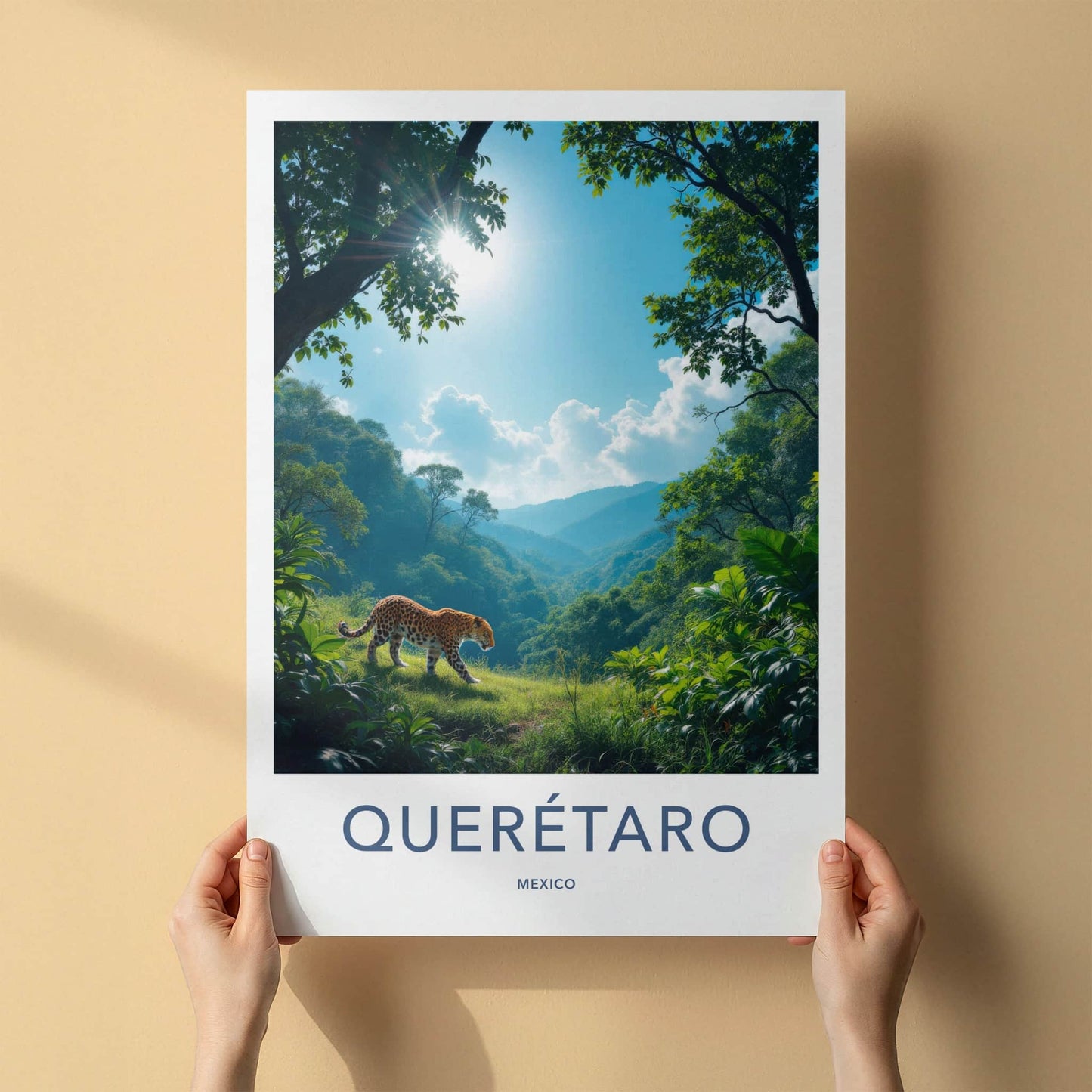 Queretaro Poster - Mexico Travel Art - Jaguar Jungle Sunlight Home Decor