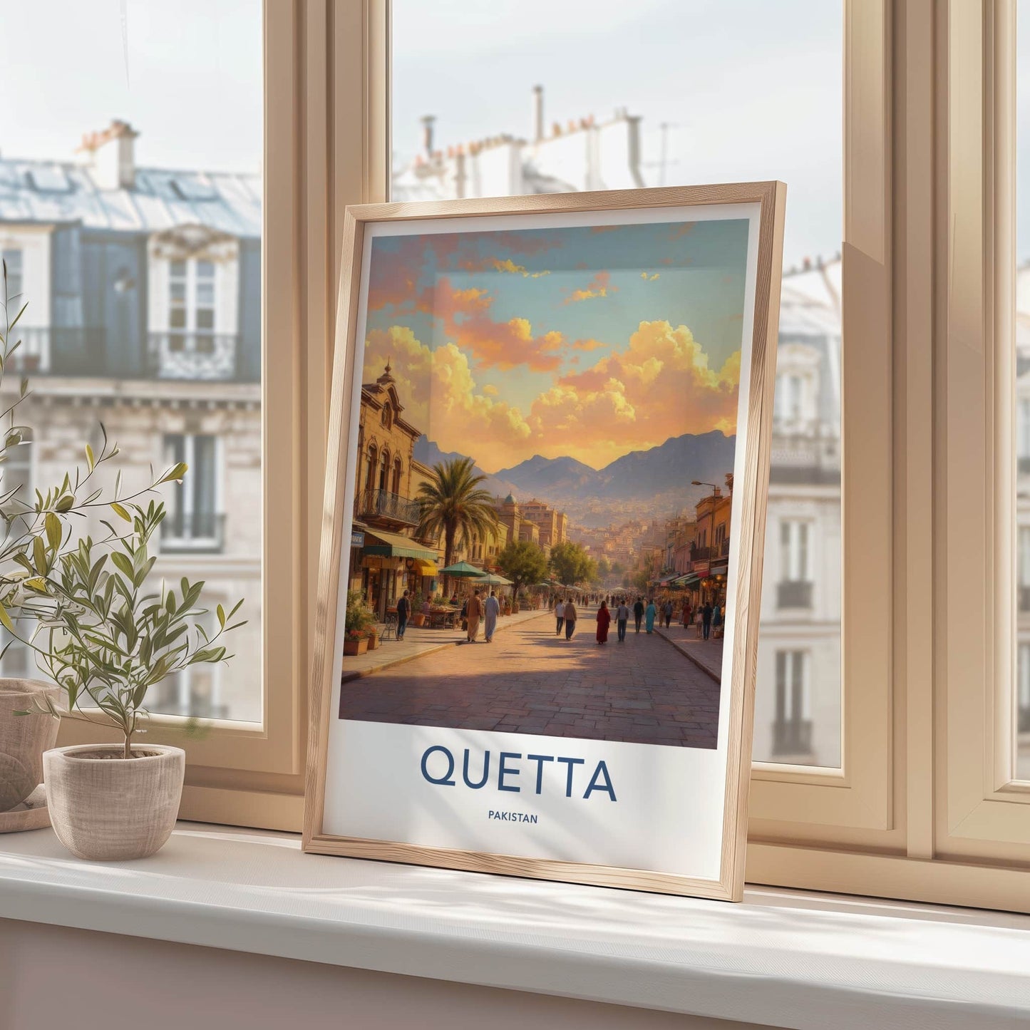 Quetta Poster - Pakistan Framed Print - Vibrant City Evening Gallery Art