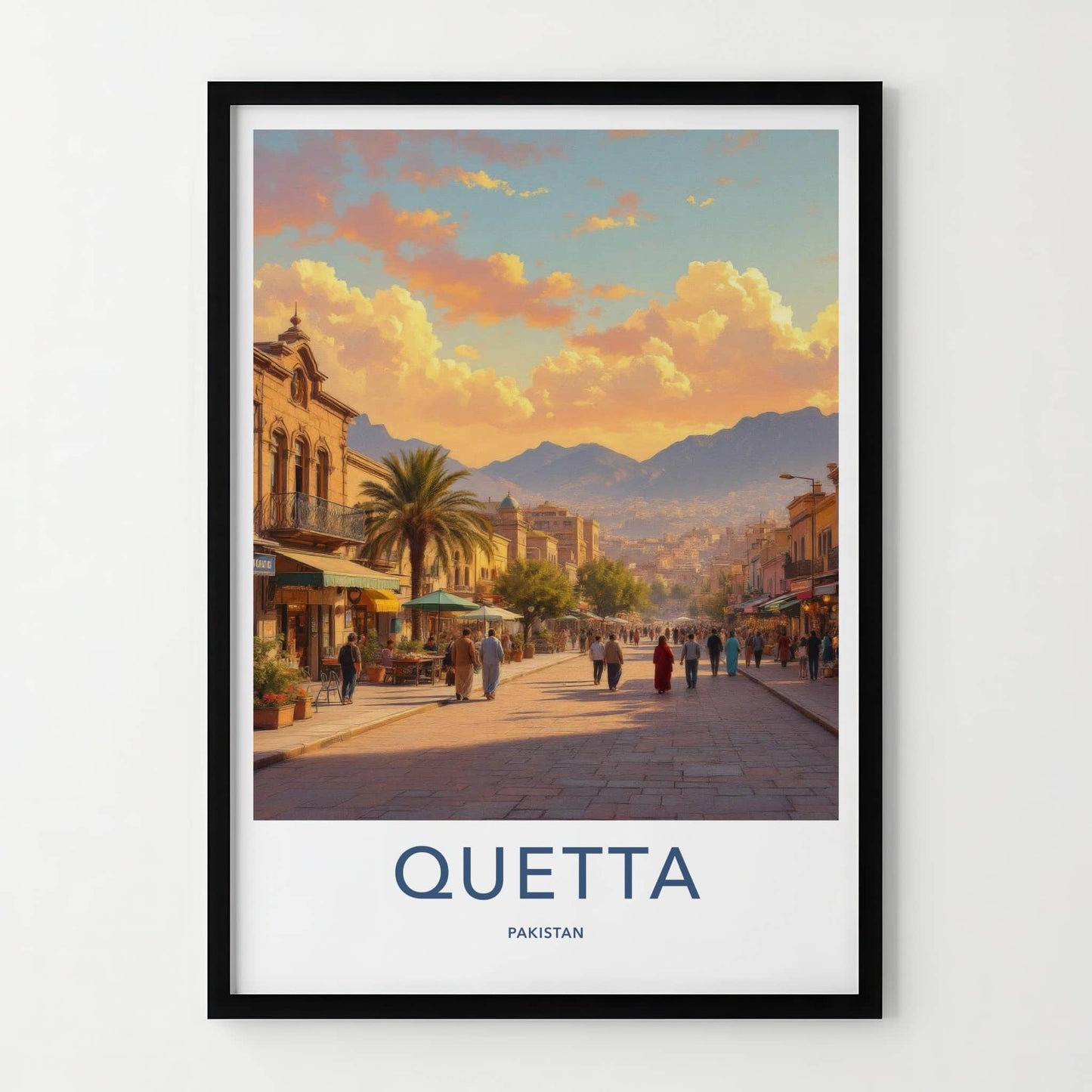 Quetta Poster - Pakistan Framed Print - Vibrant City Evening Gallery Art