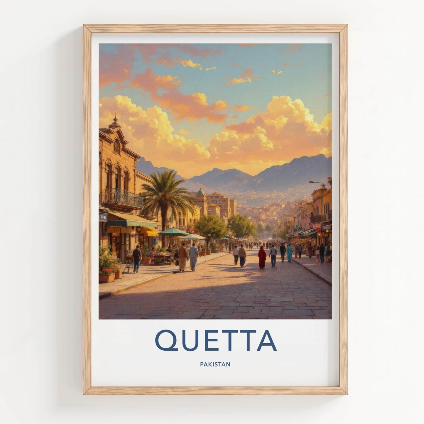 Quetta Poster - Pakistan Framed Print - Vibrant City Evening Gallery Art