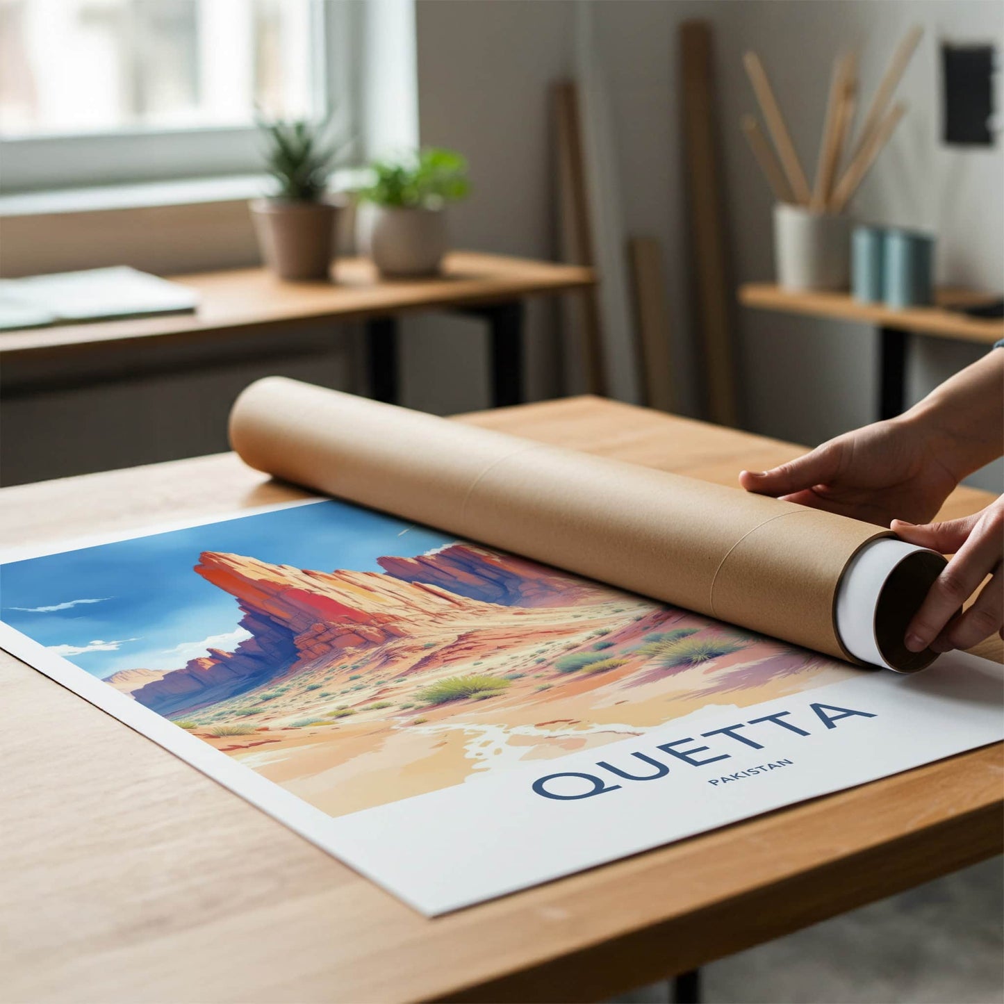 Quetta Poster - Pakistan Travel Art - Arid Mountain Landscape Home Decor