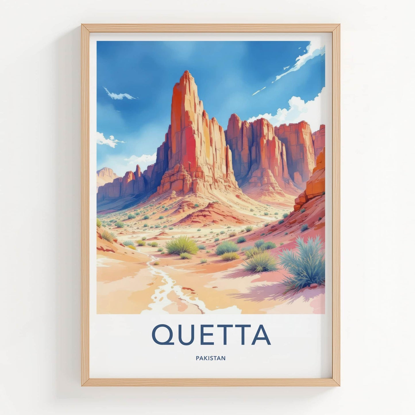 Quetta Poster - Pakistan Travel Art - Arid Mountain Landscape Home Decor