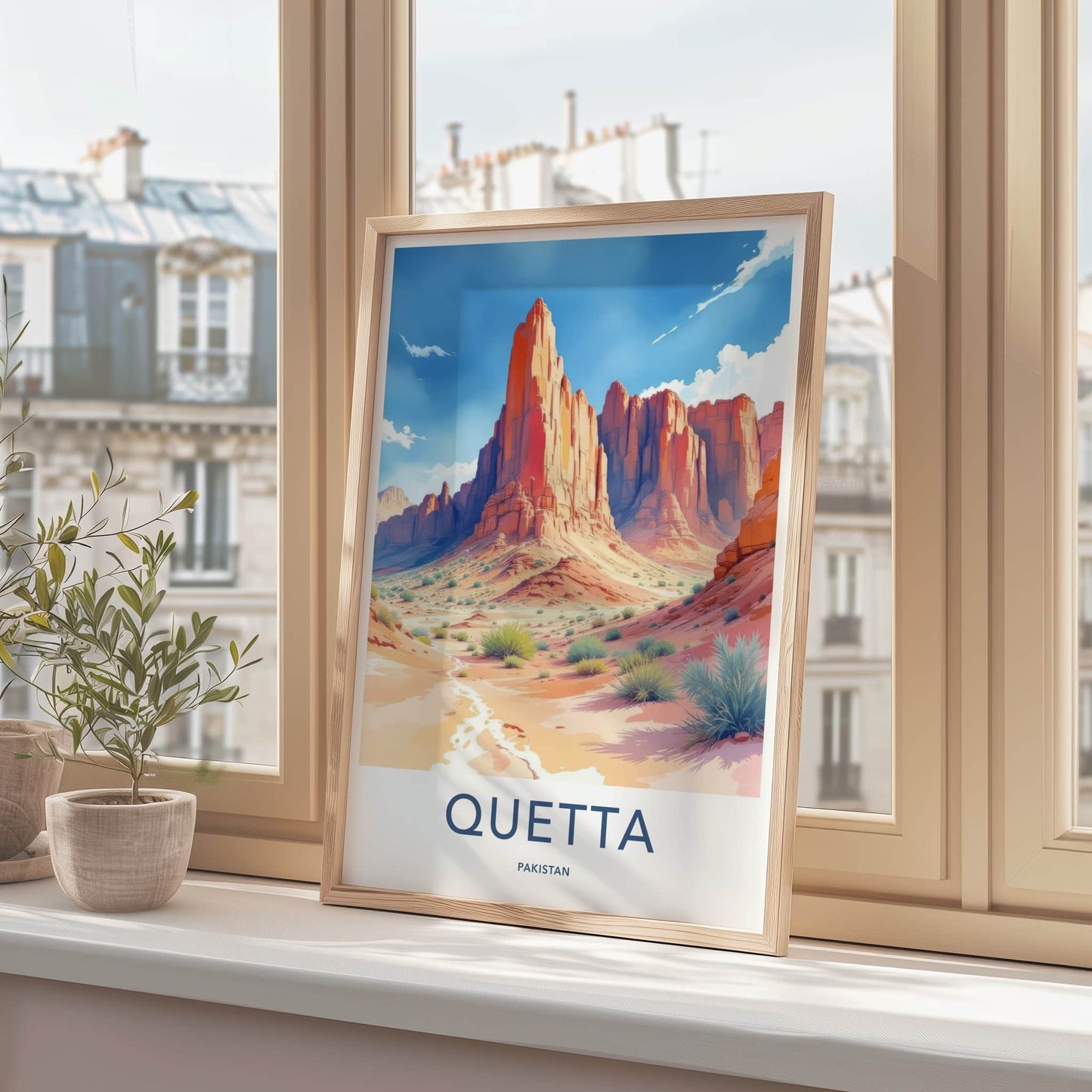 Quetta Poster - Pakistan Travel Art - Arid Mountain Landscape Home Decor