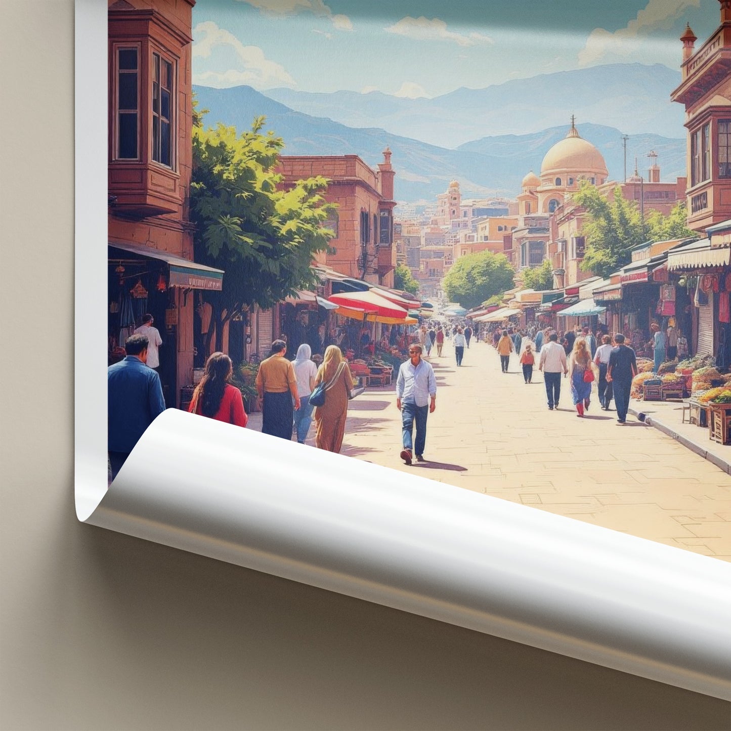 Quetta Poster - Pakistan Travel Art - Busy Market Street Home Decor