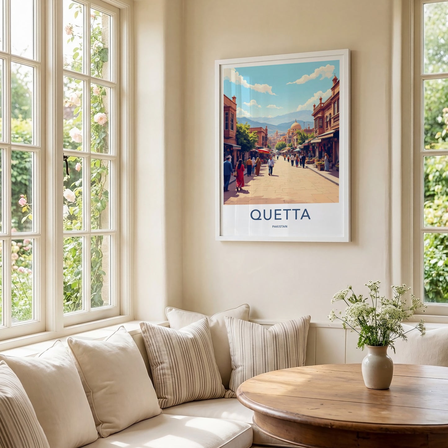Quetta Poster - Pakistan Travel Art - Busy Market Street Home Decor