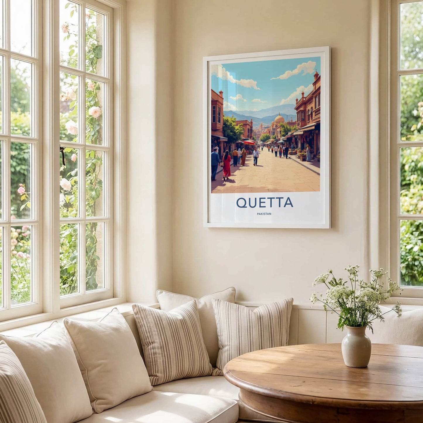 Quetta Poster - Pakistan Travel Art - Busy Market Street Home Decor