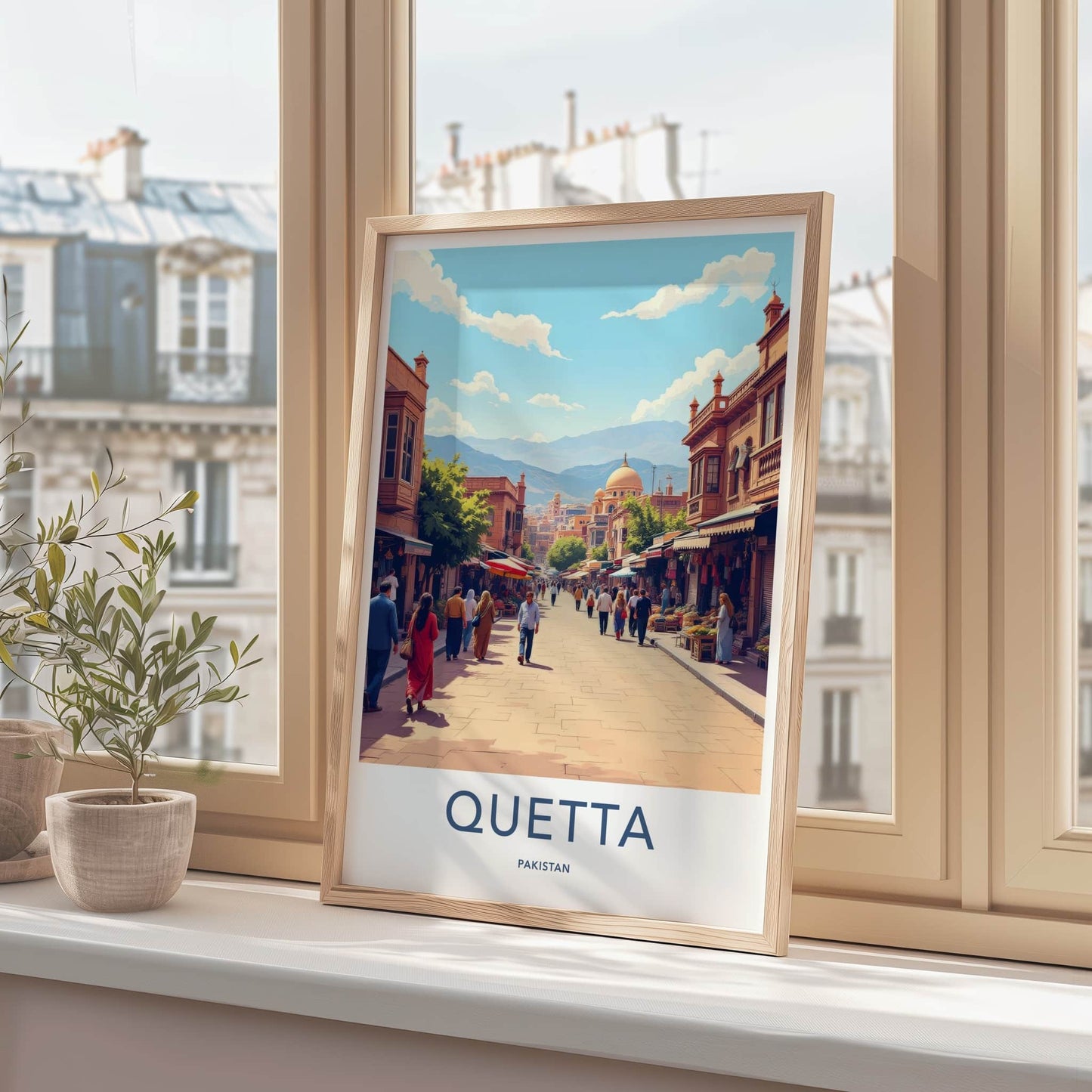 Quetta Poster - Pakistan Travel Art - Busy Market Street Home Decor