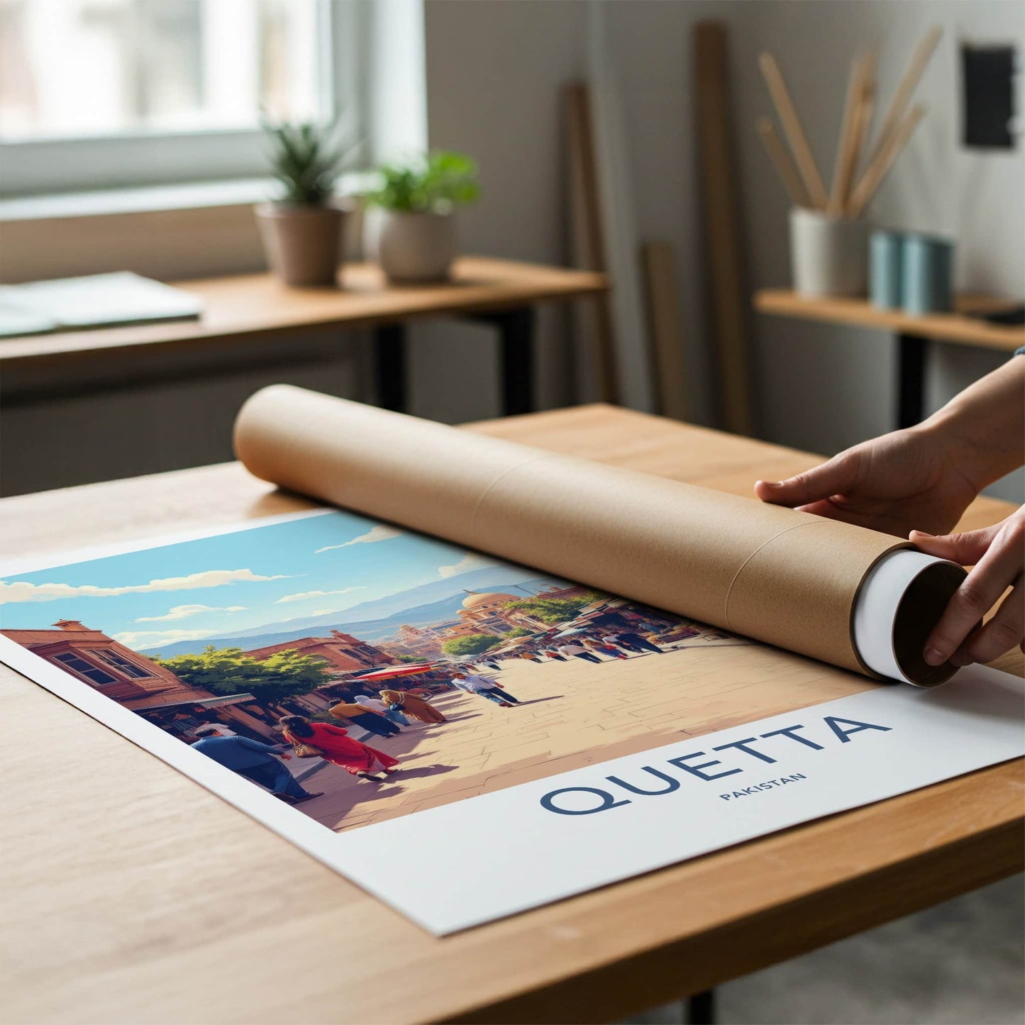 Quetta Poster - Pakistan Travel Art - Busy Market Street Home Decor