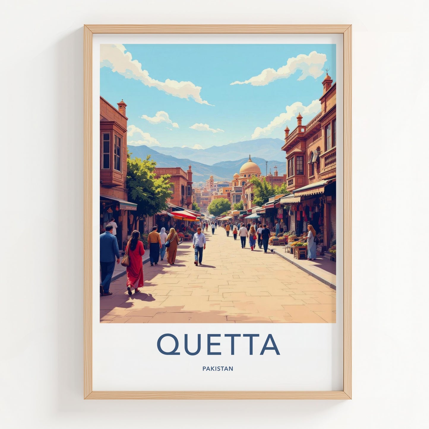Quetta Poster - Pakistan Travel Art - Busy Market Street Home Decor