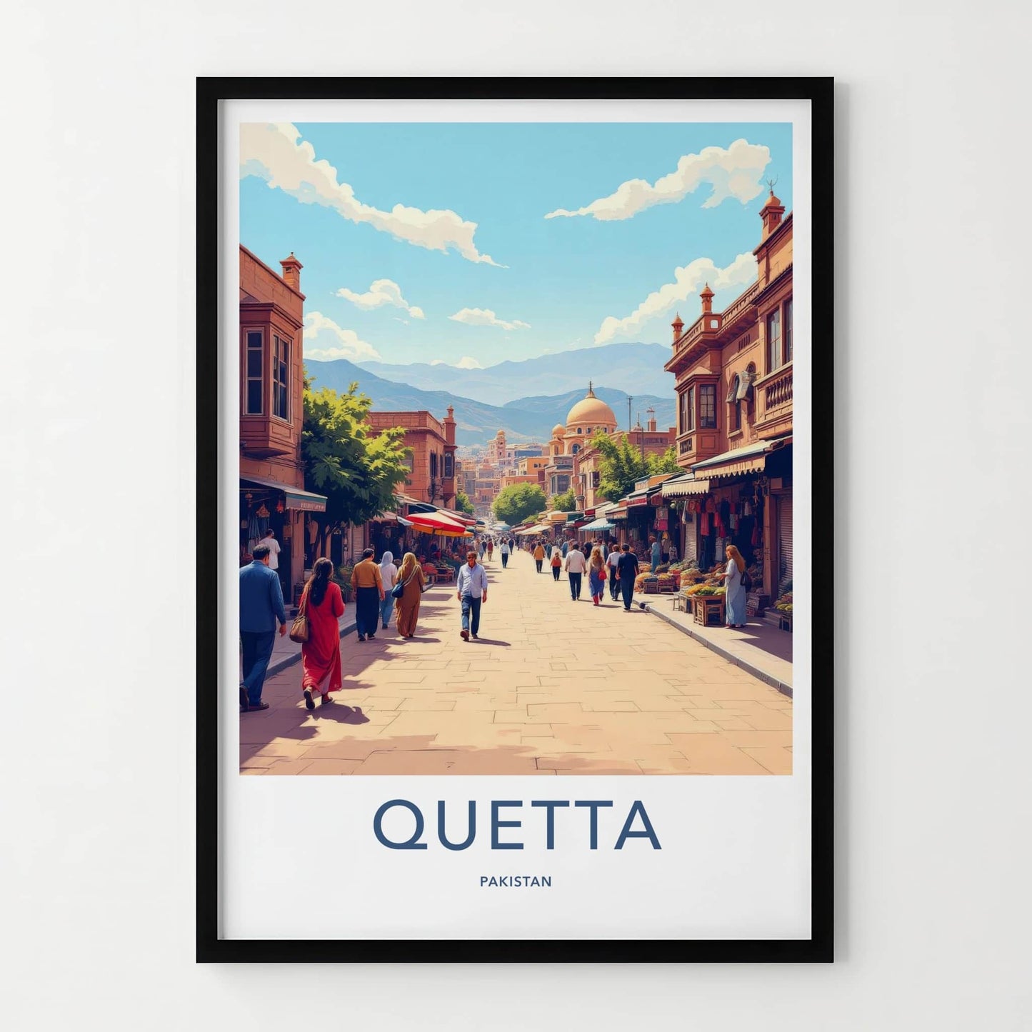 Quetta Poster - Pakistan Travel Art - Busy Market Street Home Decor