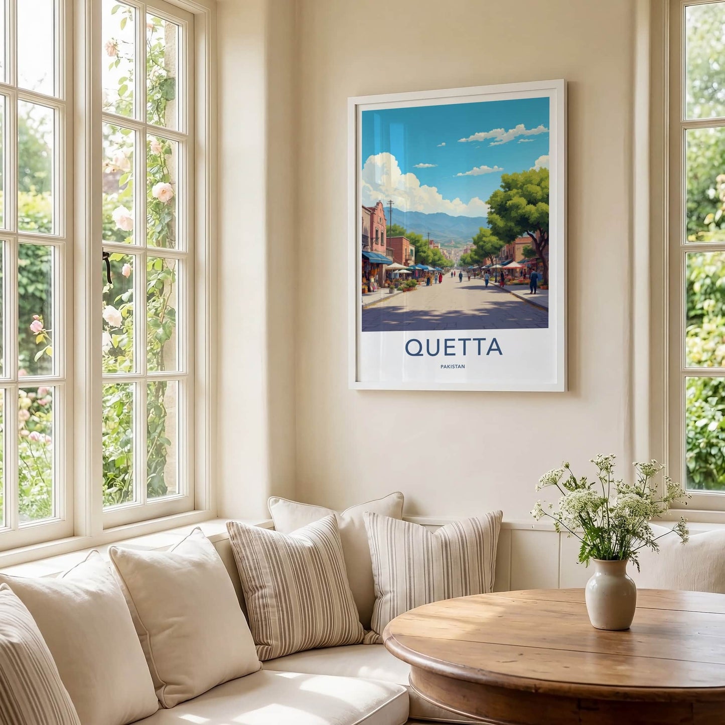 Quetta Poster - Pakistan Travel Art - Lively Bazaar Scene Wall Decor