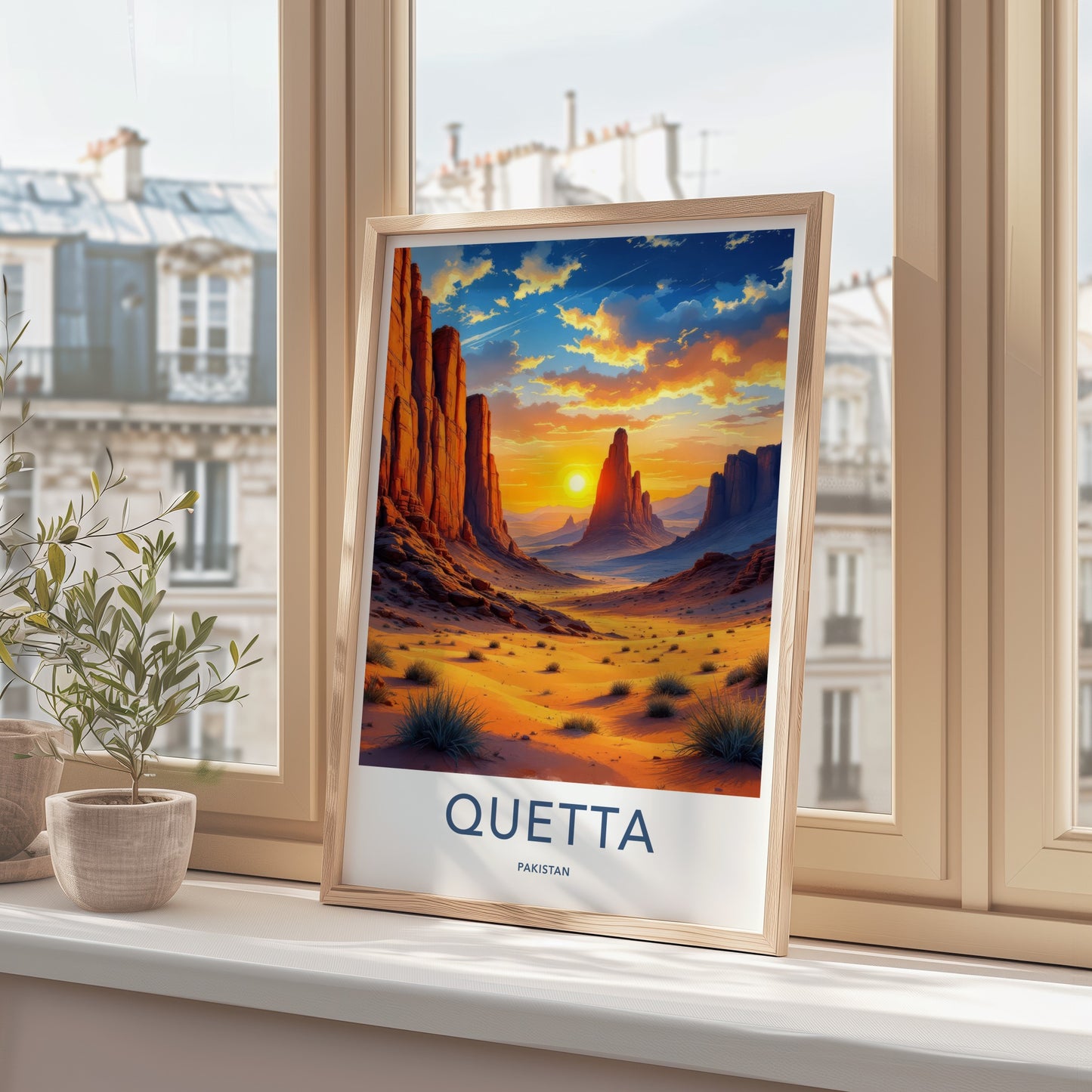 Quetta Poster - Pakistan Travel Art - Vibrant Desert Sunset Home Decor