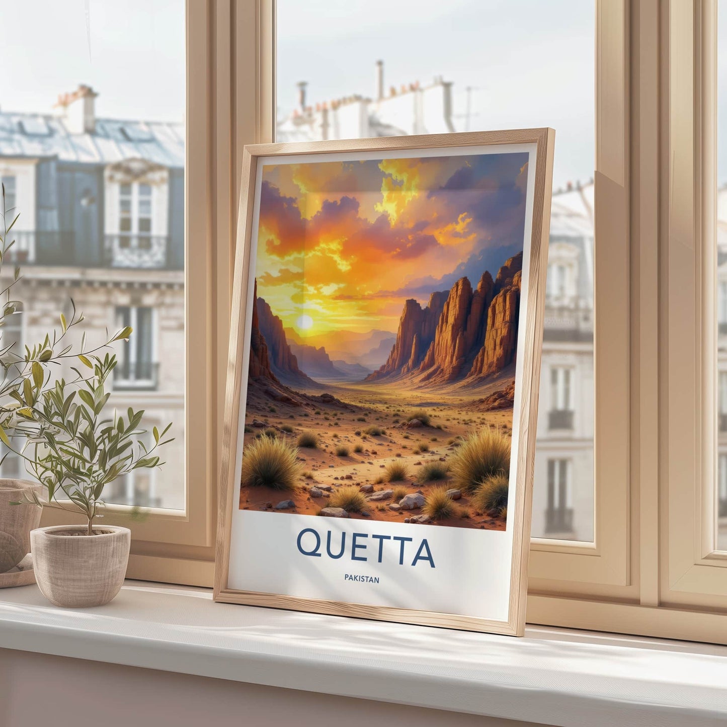 Quetta Poster - Pakistan Wall Art - Vibrant Desert Sunset Home Decor