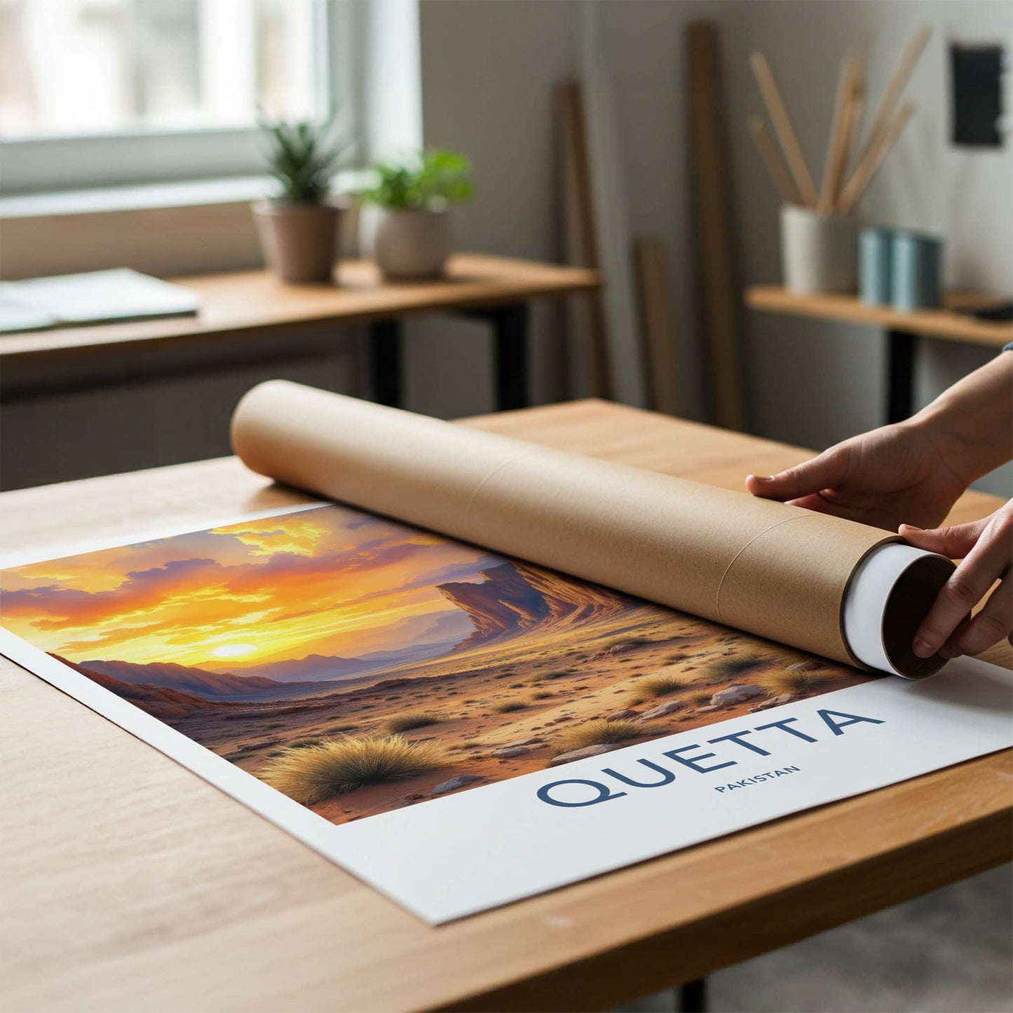Quetta Poster - Pakistan Wall Art - Vibrant Desert Sunset Home Decor