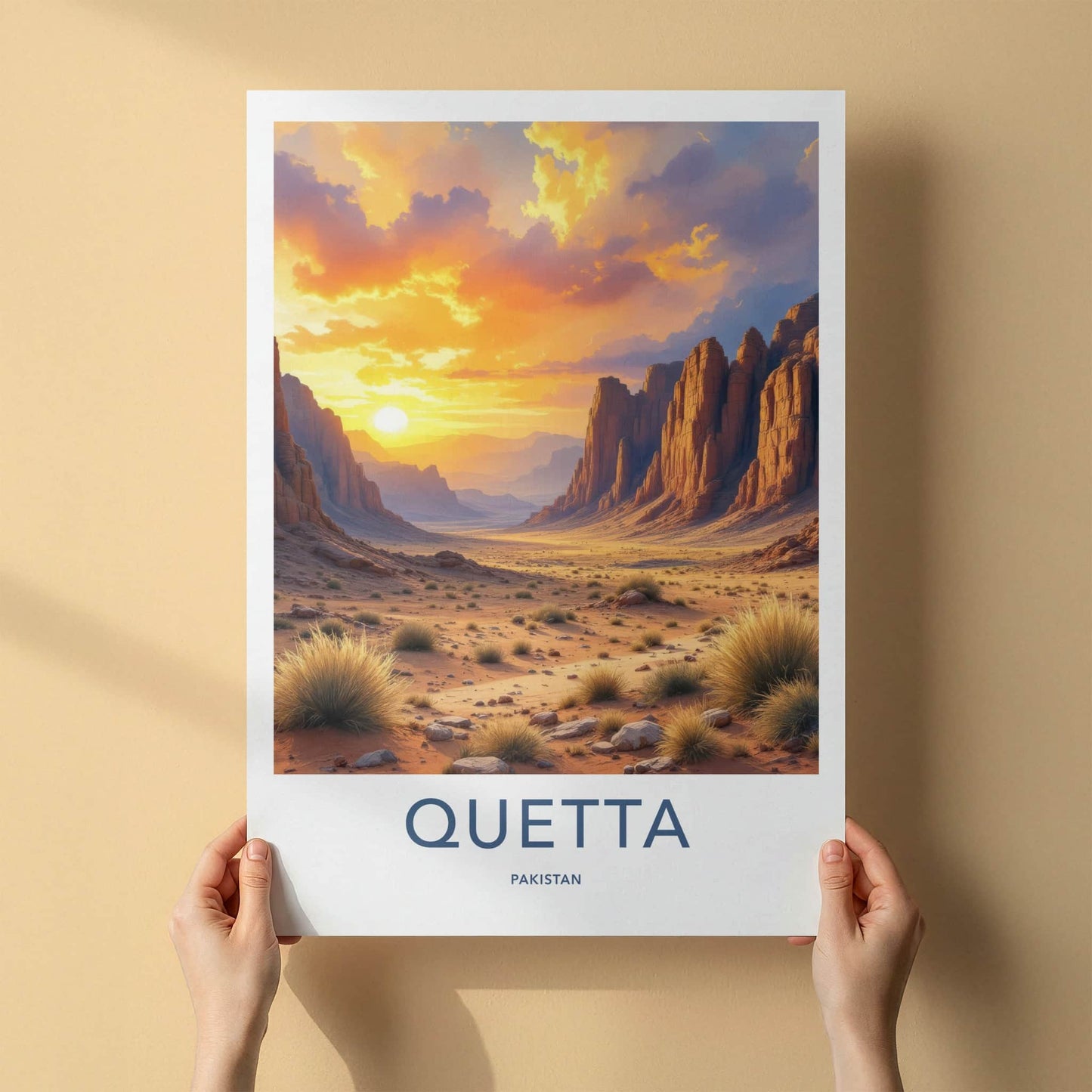 Quetta Poster - Pakistan Wall Art - Vibrant Desert Sunset Home Decor