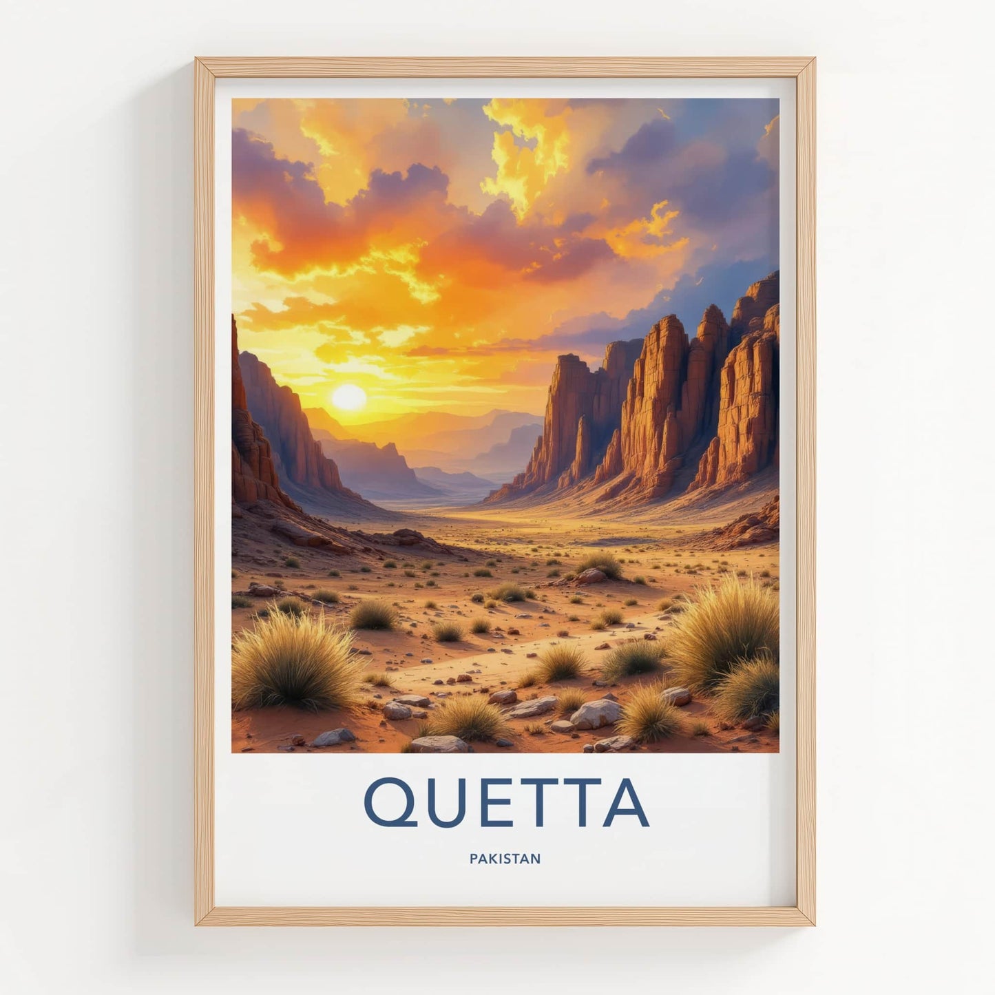 Quetta Poster - Pakistan Wall Art - Vibrant Desert Sunset Home Decor