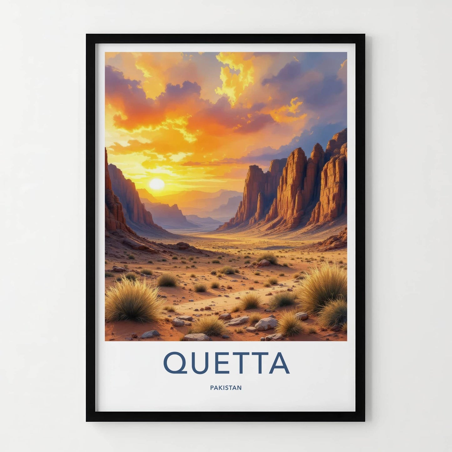Quetta Poster - Pakistan Wall Art - Vibrant Desert Sunset Home Decor