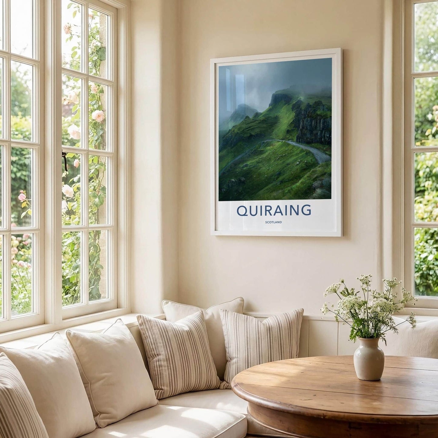 Quiraing Poster - Scotland Travel Art - Misty Green Mountain Home Decor