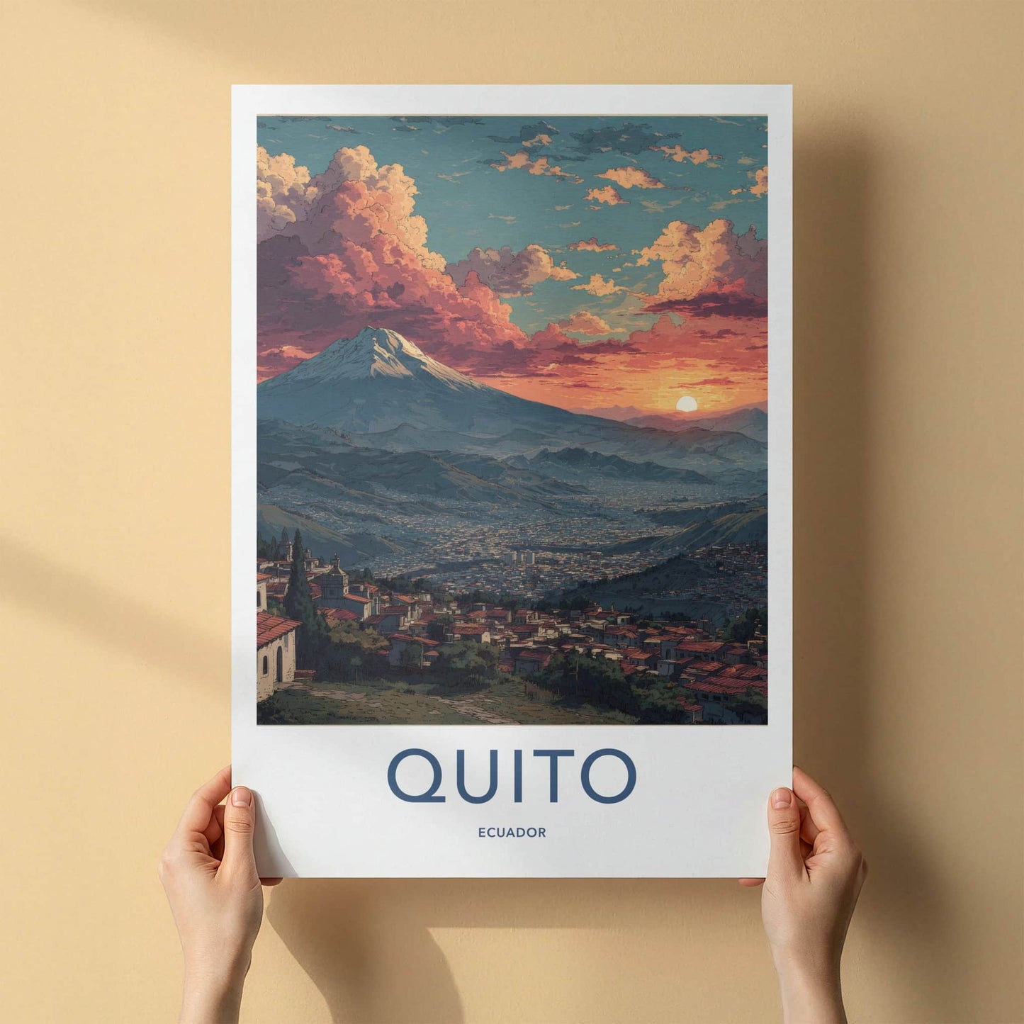 Quito Poster - Ecuador Travel Art - Mountain City Sunset Gallery Art