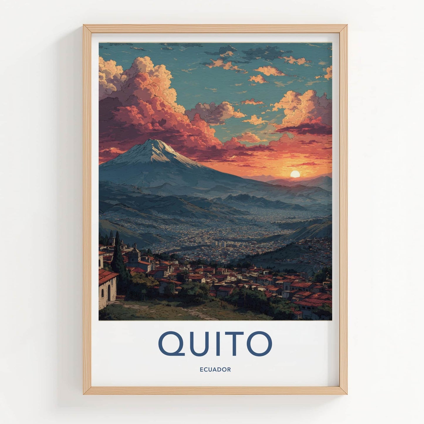 Quito Poster - Ecuador Travel Art - Mountain City Sunset Gallery Art