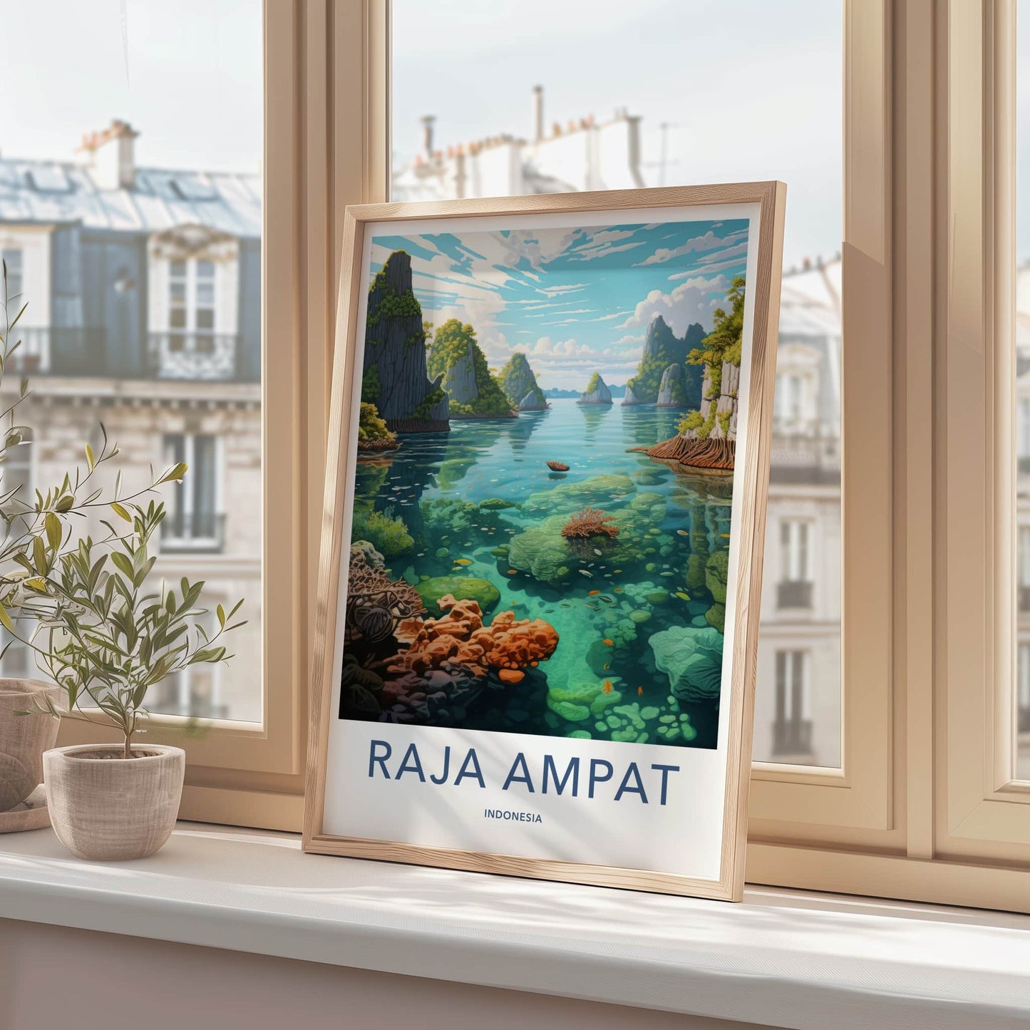 Raja Ampat Poster - Indonesia Travel Art - Clear Water Reef Home Decor