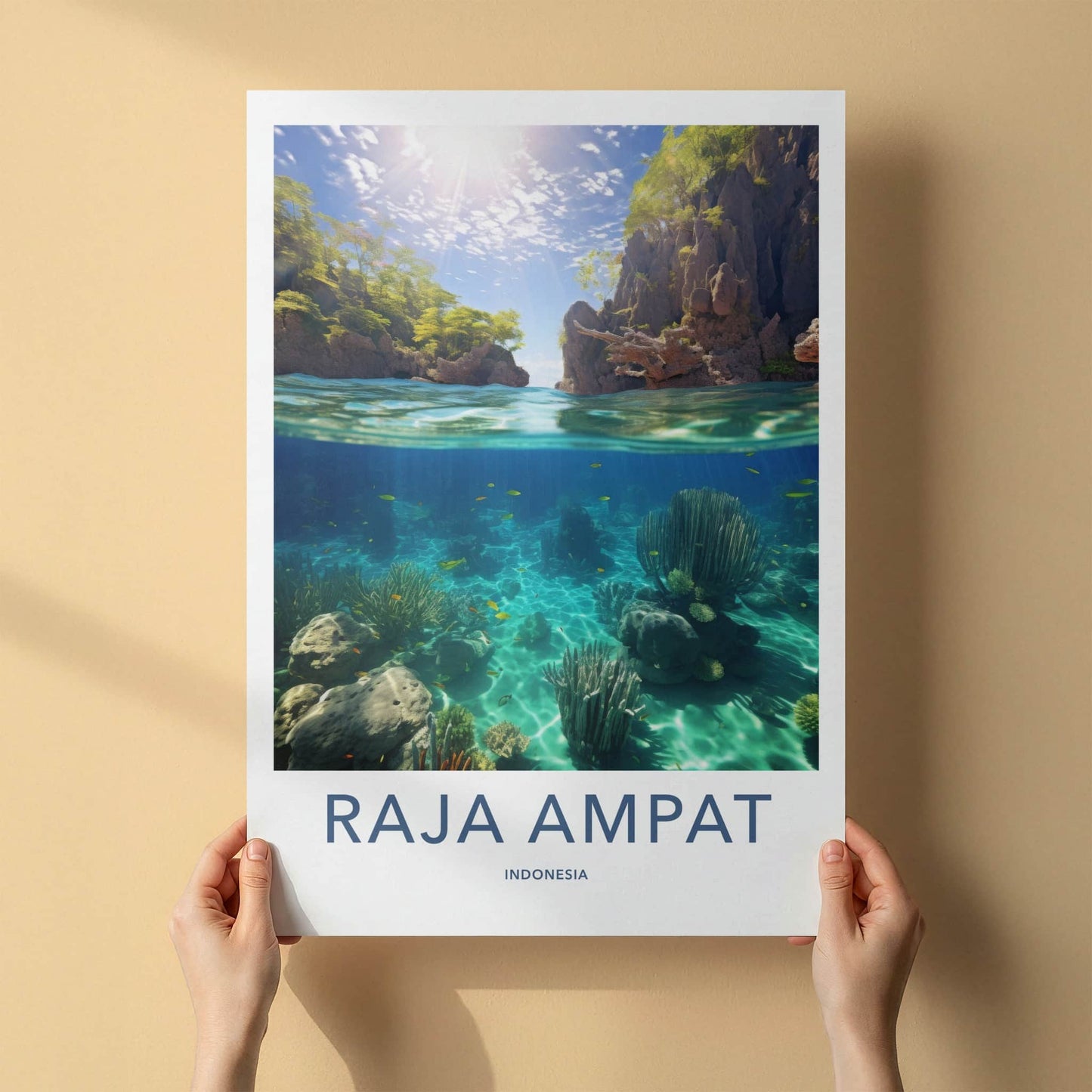 Raja Ampat Poster - Indonesia Travel Art - Clear Water Tropical Wall Decor