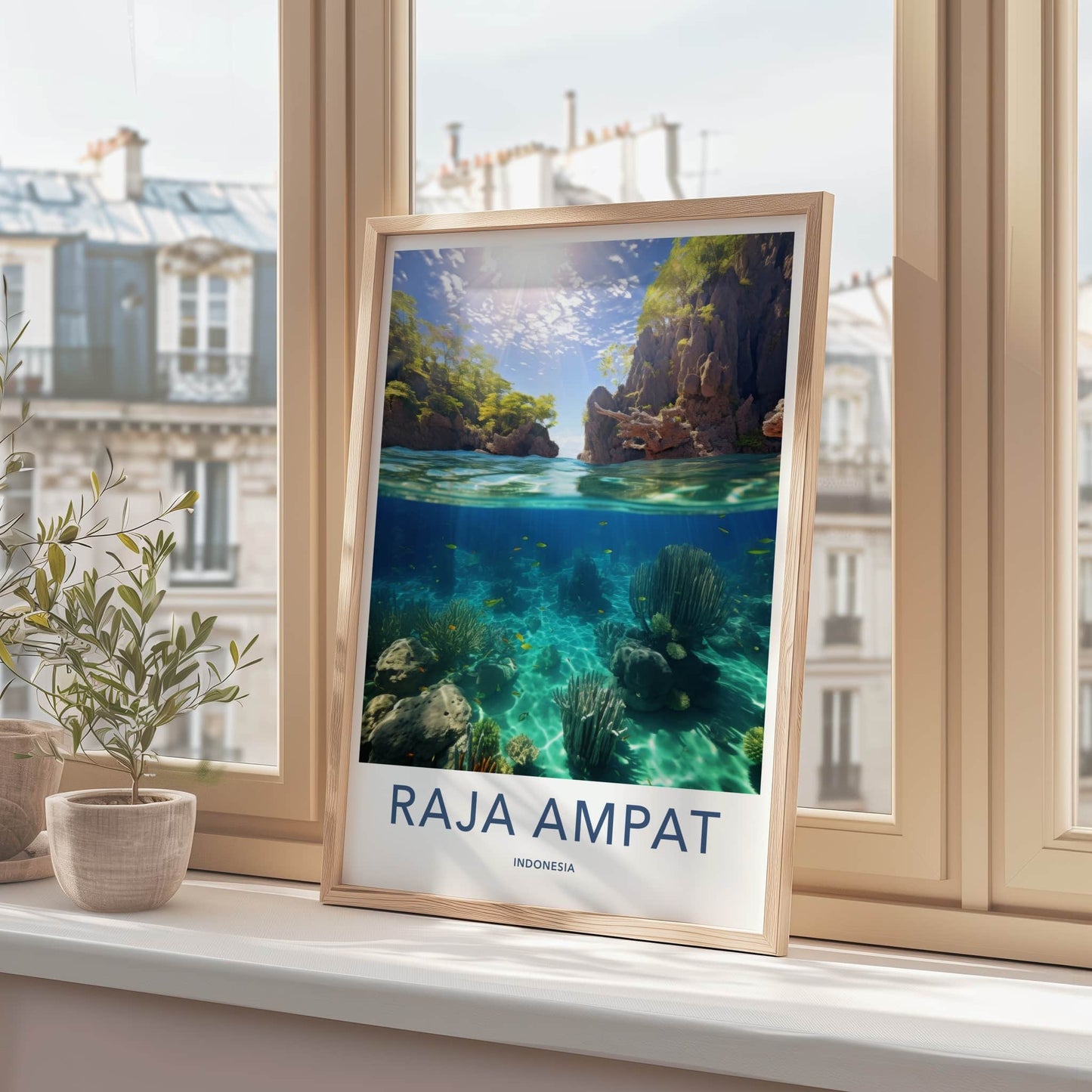 Raja Ampat Poster - Indonesia Travel Art - Clear Water Tropical Wall Decor