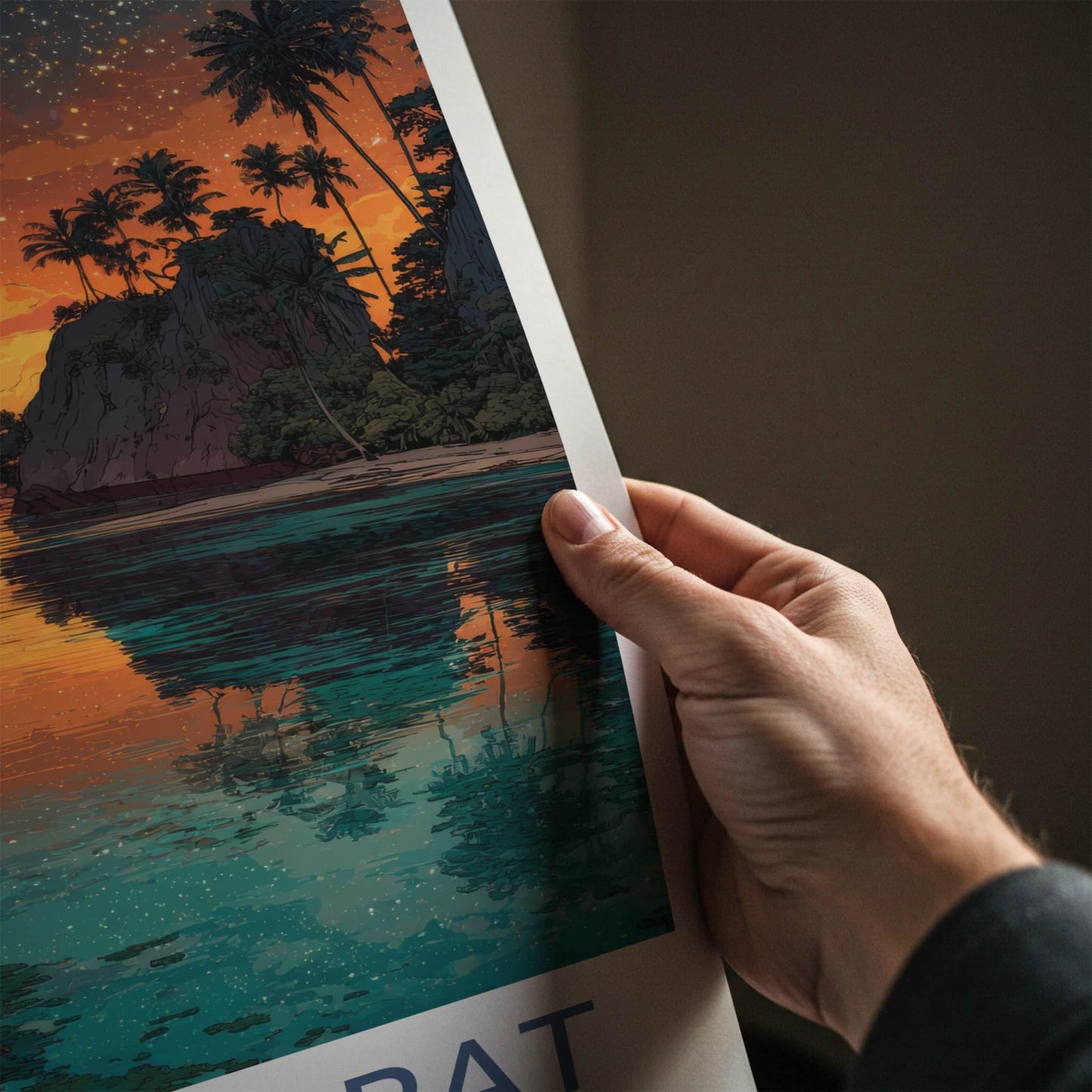 Raja Ampat Poster - Indonesia Travel Art - Fiery Sunset Skies Home Decor