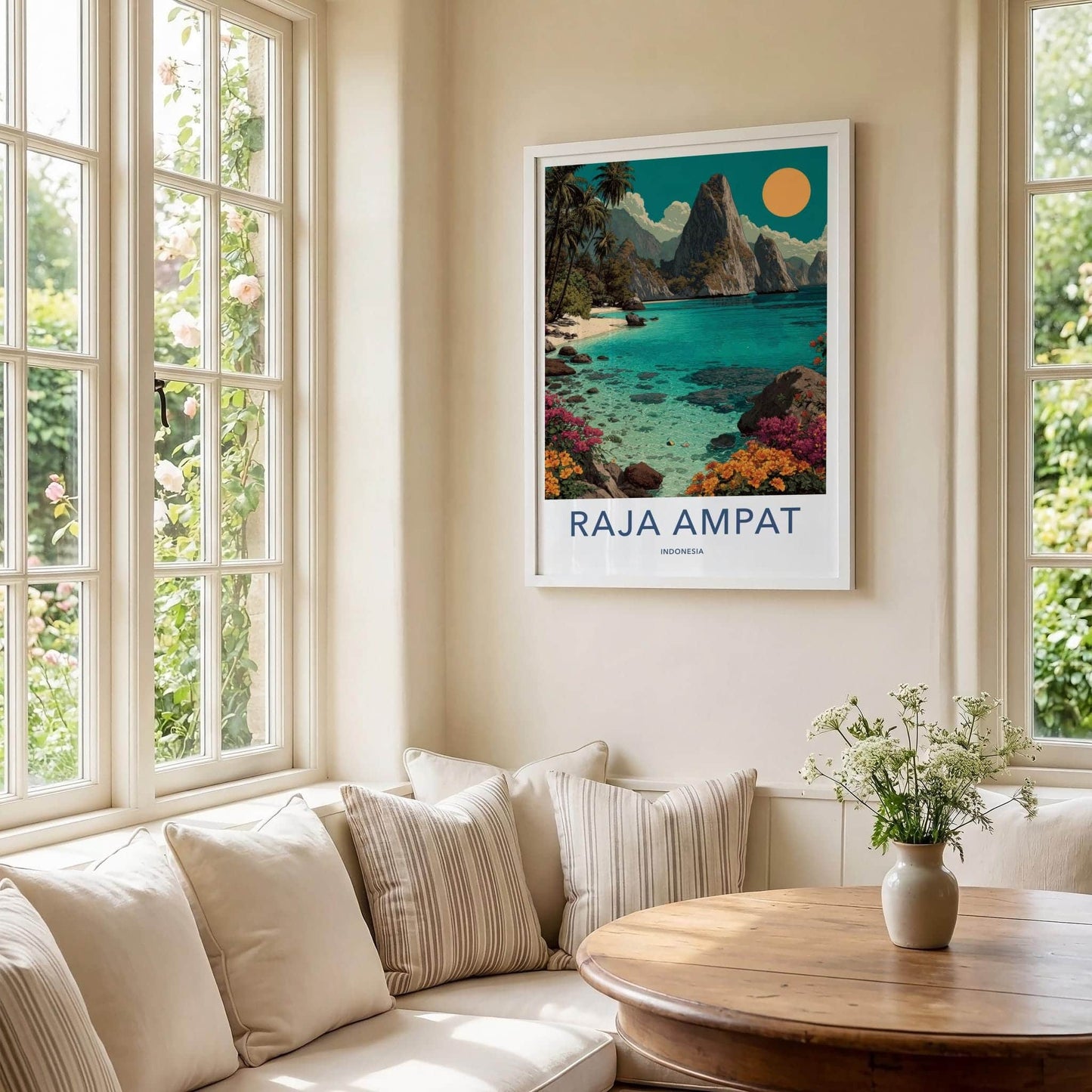 Raja Ampat Poster - Indonesia Travel Art - Tropical Beach Paradise Home Decor