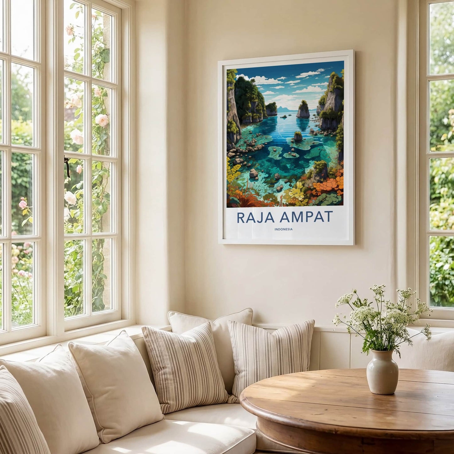 Raja Ampat Poster - Indonesia Travel Art - Tropical Coral Karsts Home Decor